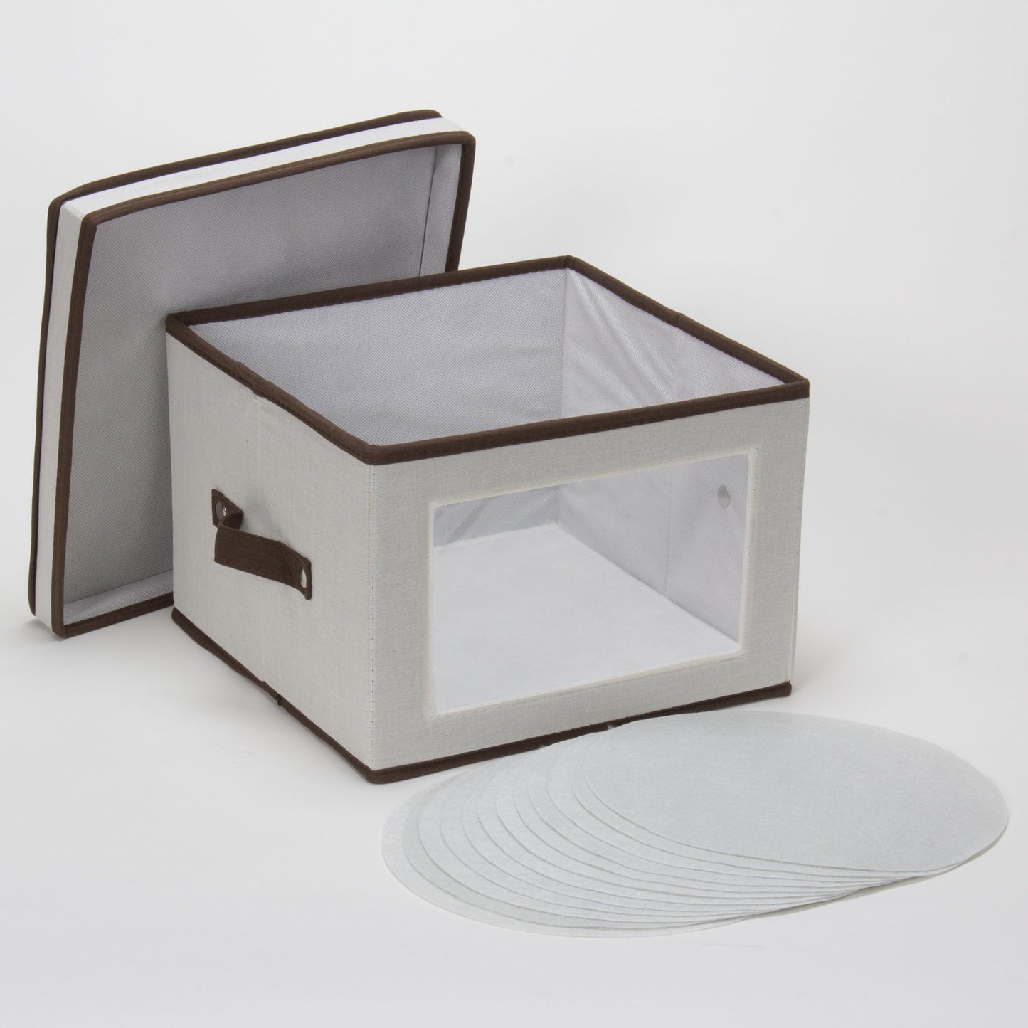 Household Essentials Dinner Plate Storage Box, Strong Frame and Handles, Windowed Panel, Fully Removable Lid, Stackable and Foldable, Perfect for Preserving Your Dinnerware