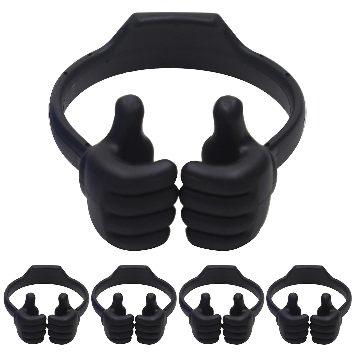 Honsky Cell Phone Tablet Stands (Pack of 5) Thumbs-up Cellphone Holder, Tablet Display Stand, Mobile Smartphone Mount Cradle for Desk Desktop - Universal, Multi-Angle, Cute, Black