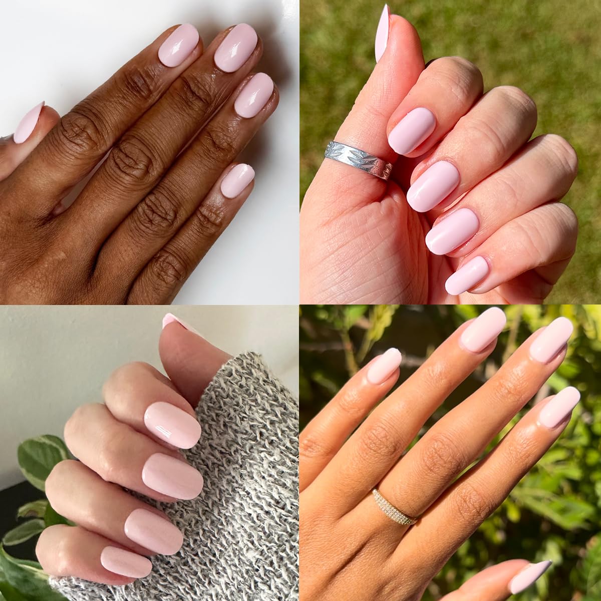 Olive & June Classic Super Stick Mani Press On Nails | No Glue Needed | 32 Tab Nails 16 Sizes | Non-Toxic Tabs Non-Damaging 7-Day Wear | Spring Flowers & Patterns | Short, Round | Gelato Pink