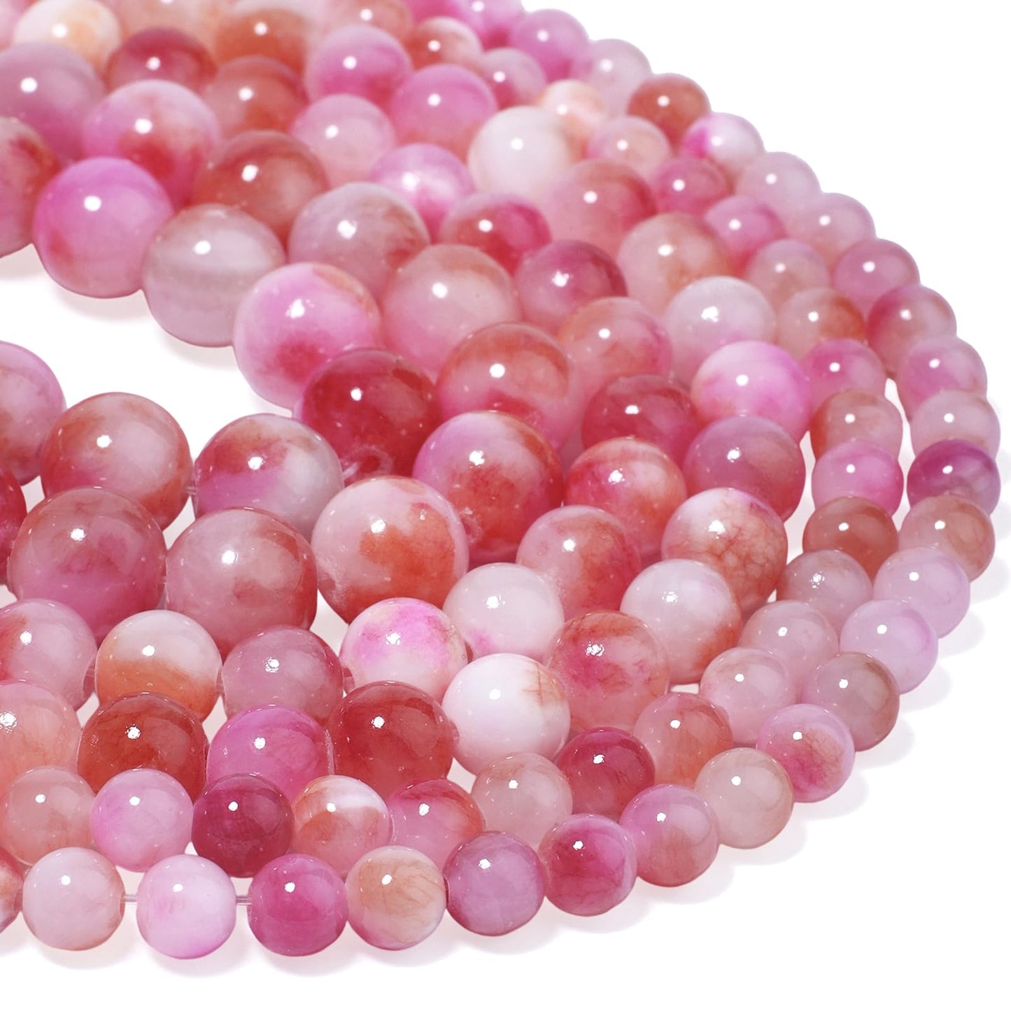 Yochus 60pcs 6mm Rose Red Persian Jade Energy Healing Round Bulk Gemstone Beads for Jewelry Making Bracelet Necklace Earring DIY