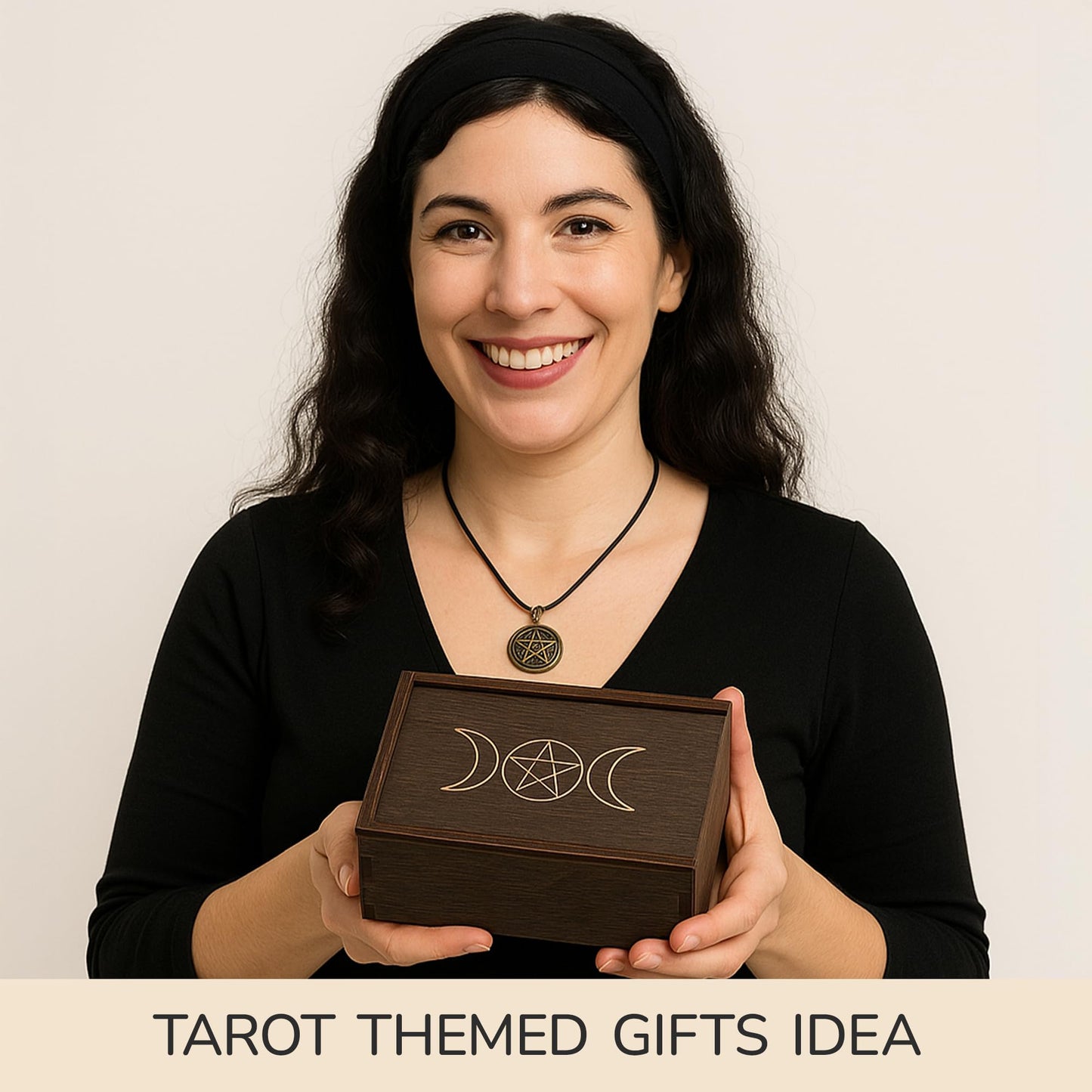 Marolen Tarot Card Holder Box with Moon Phase Design – Tarot Deck Holder Box with Slots – Witchcraft Decor – Gifts for Tarot Lovers – Tarot Accessories for Women