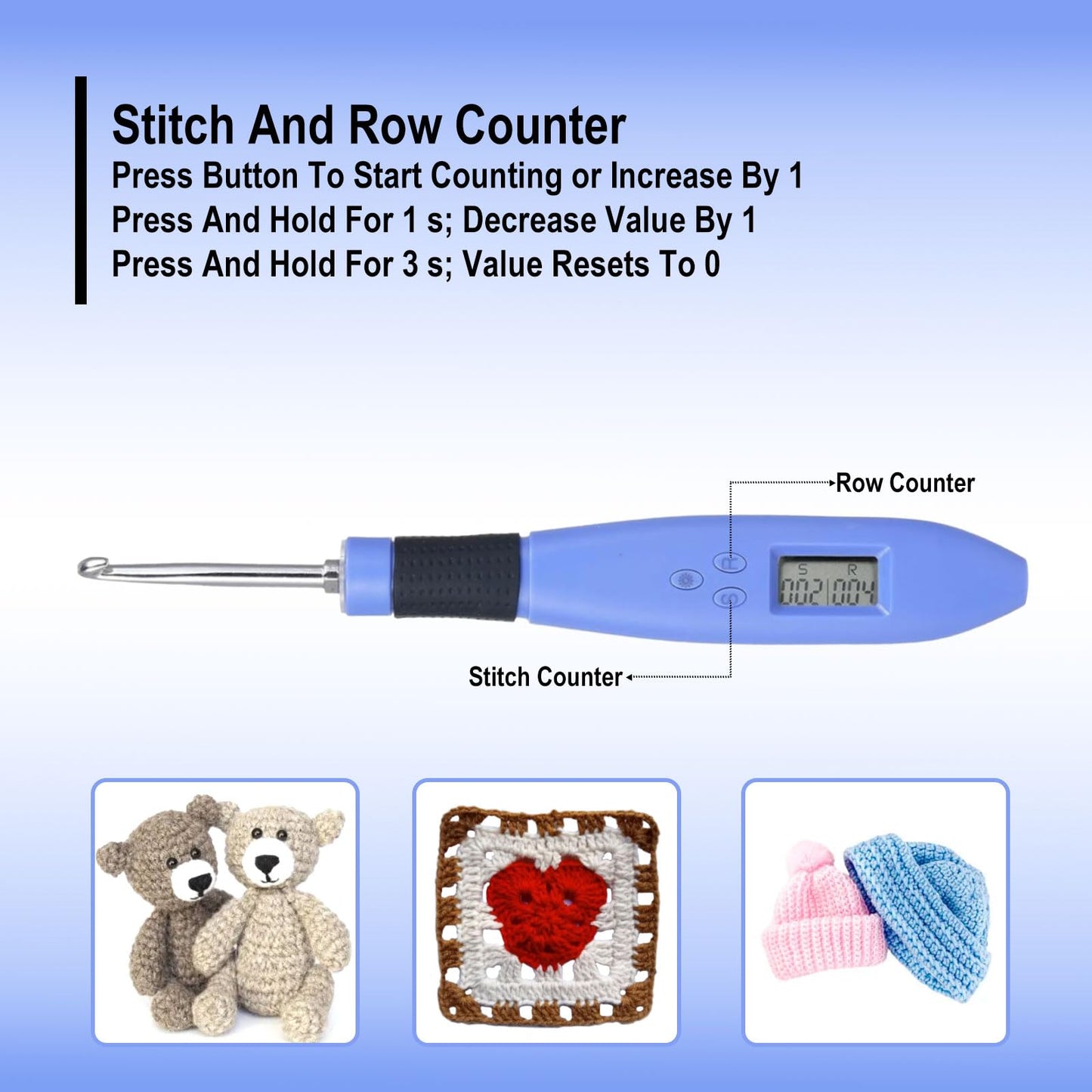Foxyoo Ergonomic Crochet Hooks Set, 18 Interchangeable Tips, Light Up Crochet Hook Set With Case and Counter Handle, For Knitting Beginner, Crafting Enthusiasts, Crochet Supplies And Accessories Tools