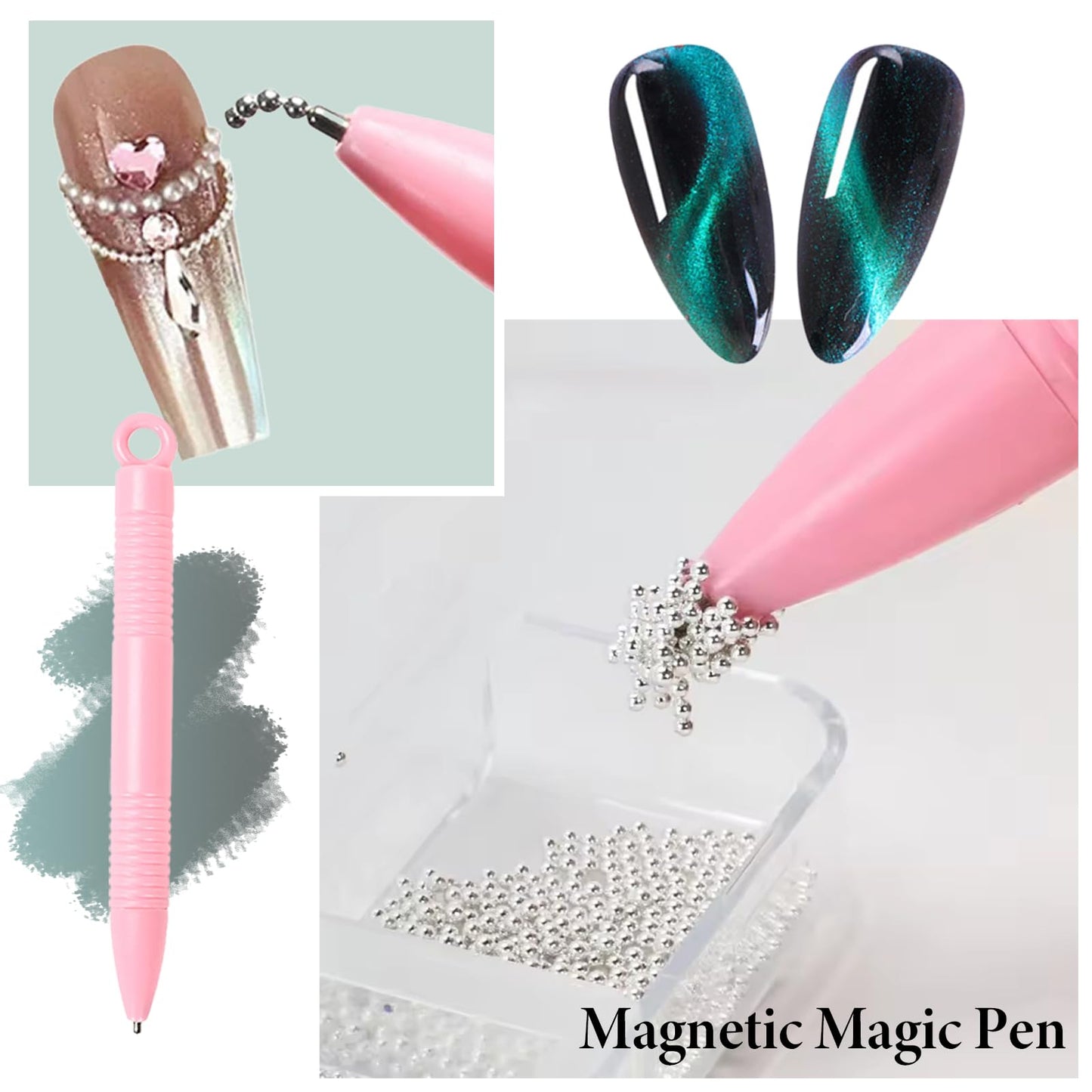 SILPECWEE 13Pcs Cat Eye Magnet for Nails, Super Magnetic Nail Polish Magnet Cat Eye Gel Nail Polish Magnet 3d Cat Eye Magnetic Wand Nail Magnets For Nail Art Tool Accessories