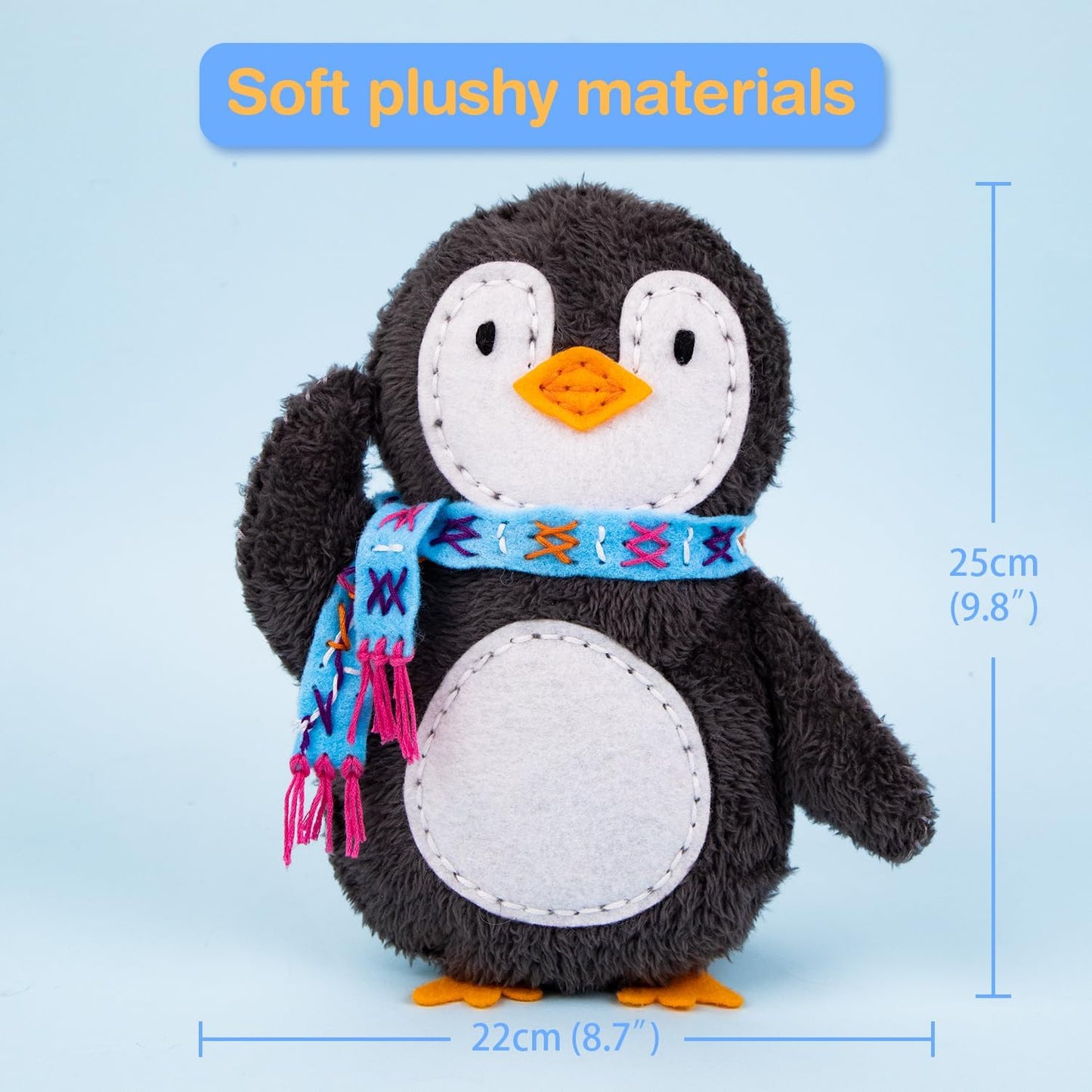 Avenir My First Sewing Kit for Kids Ages 6-8 Beginners | Learn to Sew Stuffed Animal Kit with Premium Plush | Child-Safe Pre-Punched Fabric Tools | Craft Gift for Boys & Girls