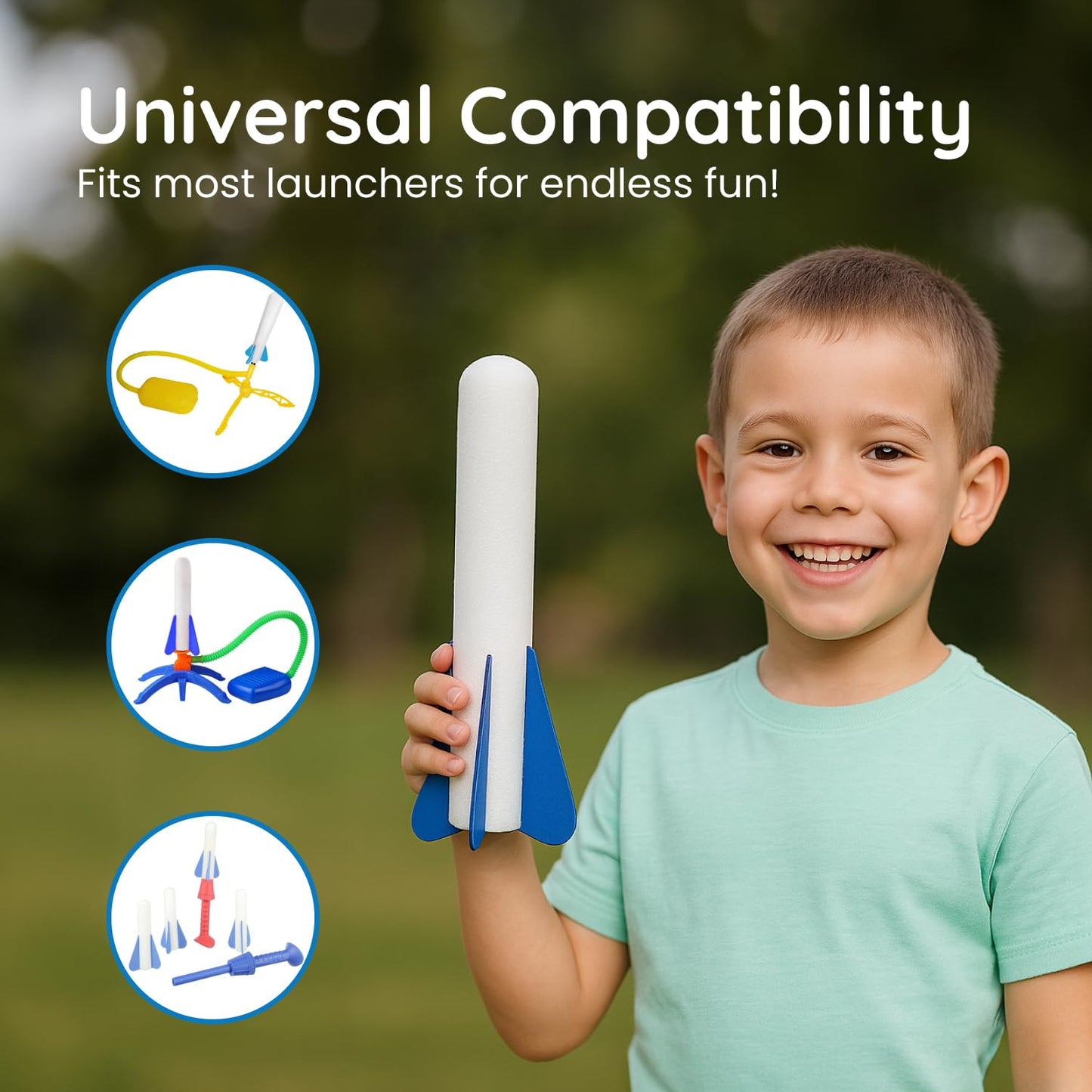 6 Pack Glow-in-The-Dark Foam Rockets - Botabee Stomp Rocket Refills - Outdoor Toy Set - 6.5 Inch Length - Exciting Universal-Fit Replacement for Rocket Launcher for Kids - Safe Foam Design