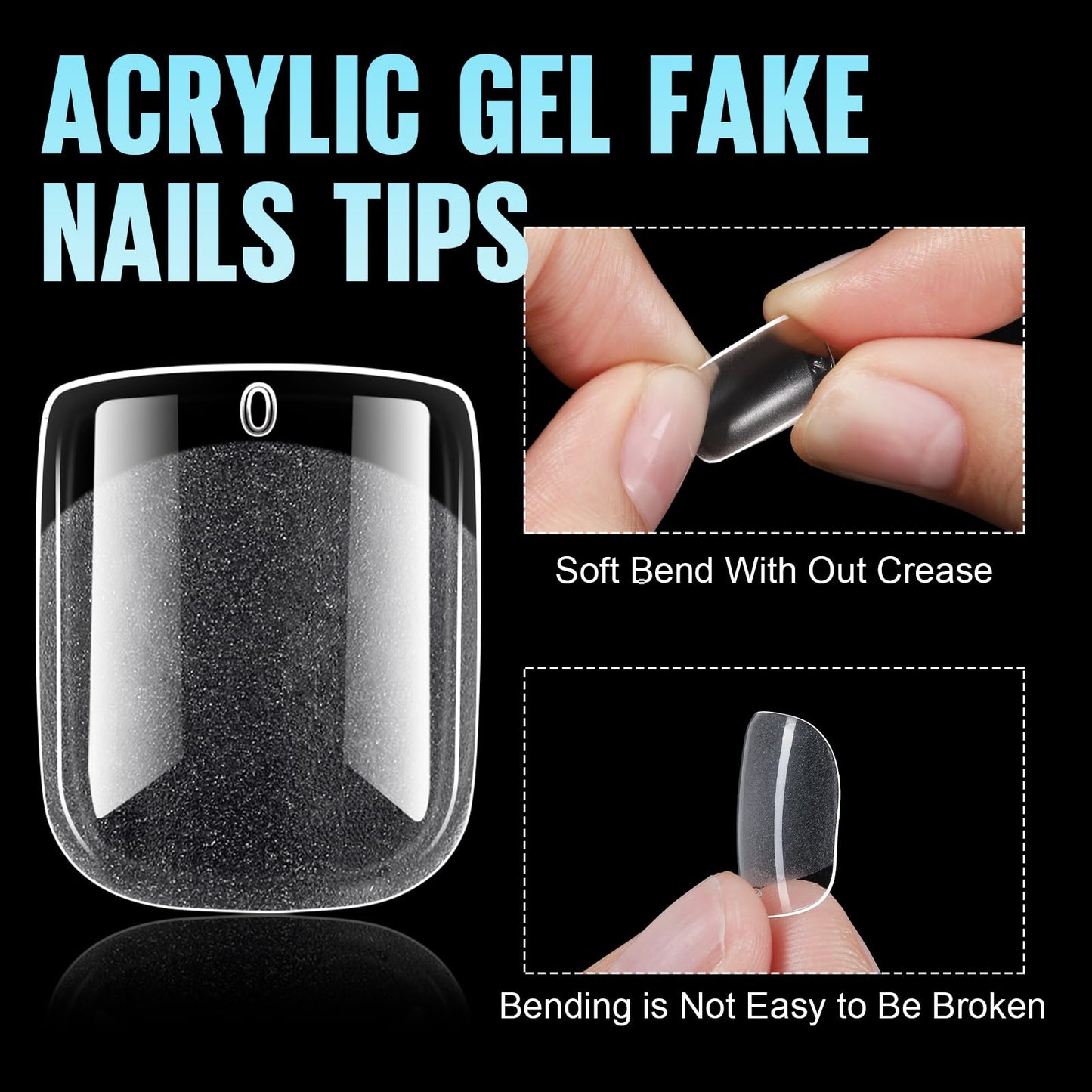 TOMICCA 360Pcs Extra Short Square Nail Tips, Half Matte Acrylic Gel Nail Tips, Full Cover Pre Shaped 12 Sizes Fake Nails for Beginner and Professional DIY Nail Salon
