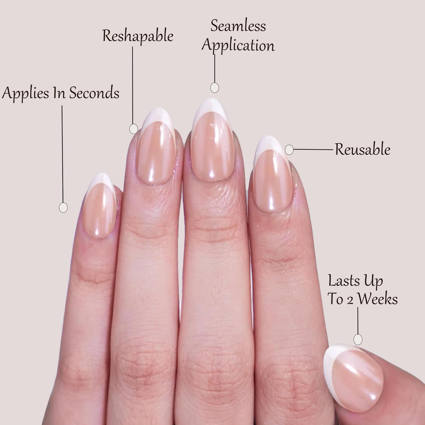 French Tip Press On Nails， White Short Almond Reusable Stick On Nails in 12 Sizes - 24 Soft Gel Fake Nail Kit for Women