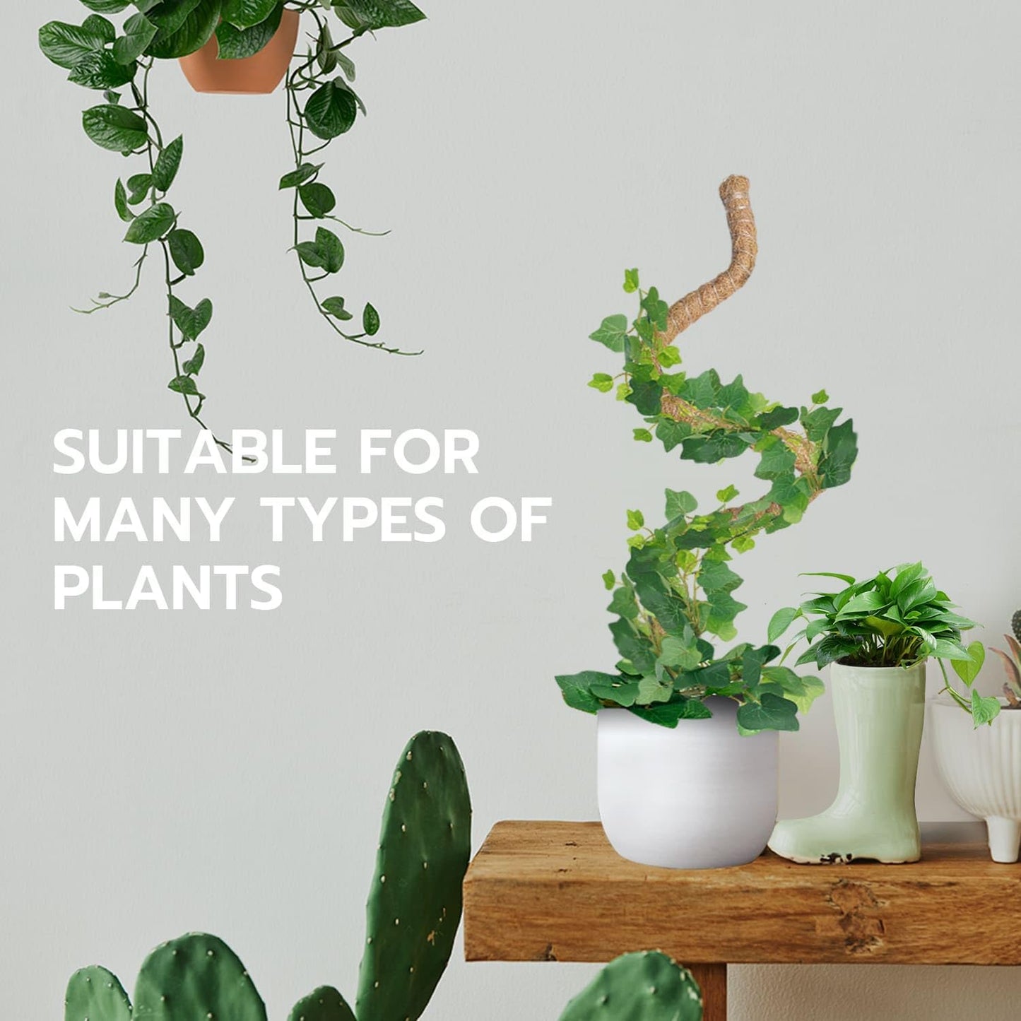 Mcbazel 47 Inch Moss Pole for Plants Monstera, Monstera Plant Support Stick, Bendable Moss Poles Plant Support Stick for Climbing Plants, Stick Support Stake Kit for Potted Plants, Pothos,Philodendron