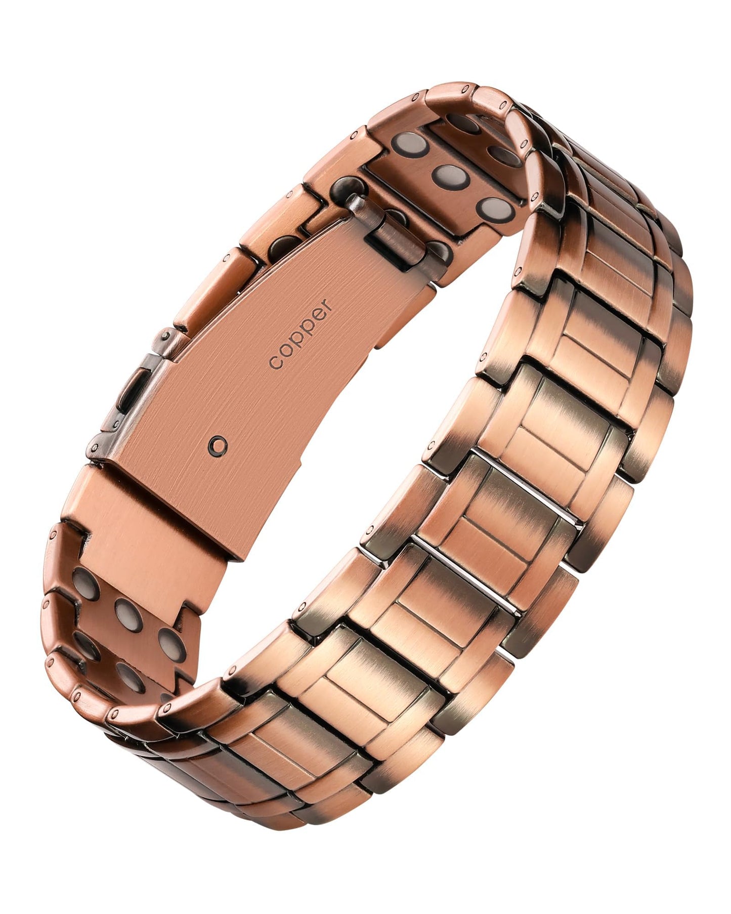 Feraco Copper Bracelet for Men, 3X Ultra Strength Magnetic Bracelets, 99.99% Pure Copper with 3800 Gauss Neodymium Magnets & Folding Clasp, Adjustable with Gift Box
