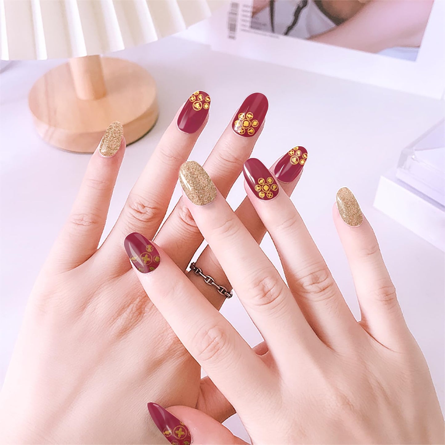 JERCLITY 24 Sheets Nail Polish Strips Wraps with Nail File Self-Adhesive Nail Stickers Gel Nail Strips for Women Girls
