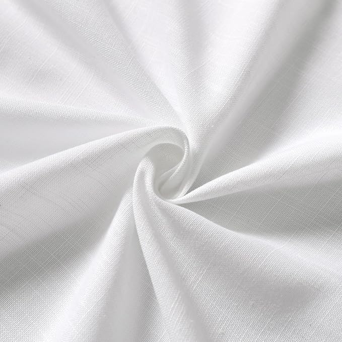 Nanspring White Kitchen Curtains 63 Inch Length 2 Panels Set Linen Blend Back Tab Privacy Light Filtering Cafe Curtain Modern Neutral Short Tier Curtains for Small Window Bathroom Bedroom 40x63
