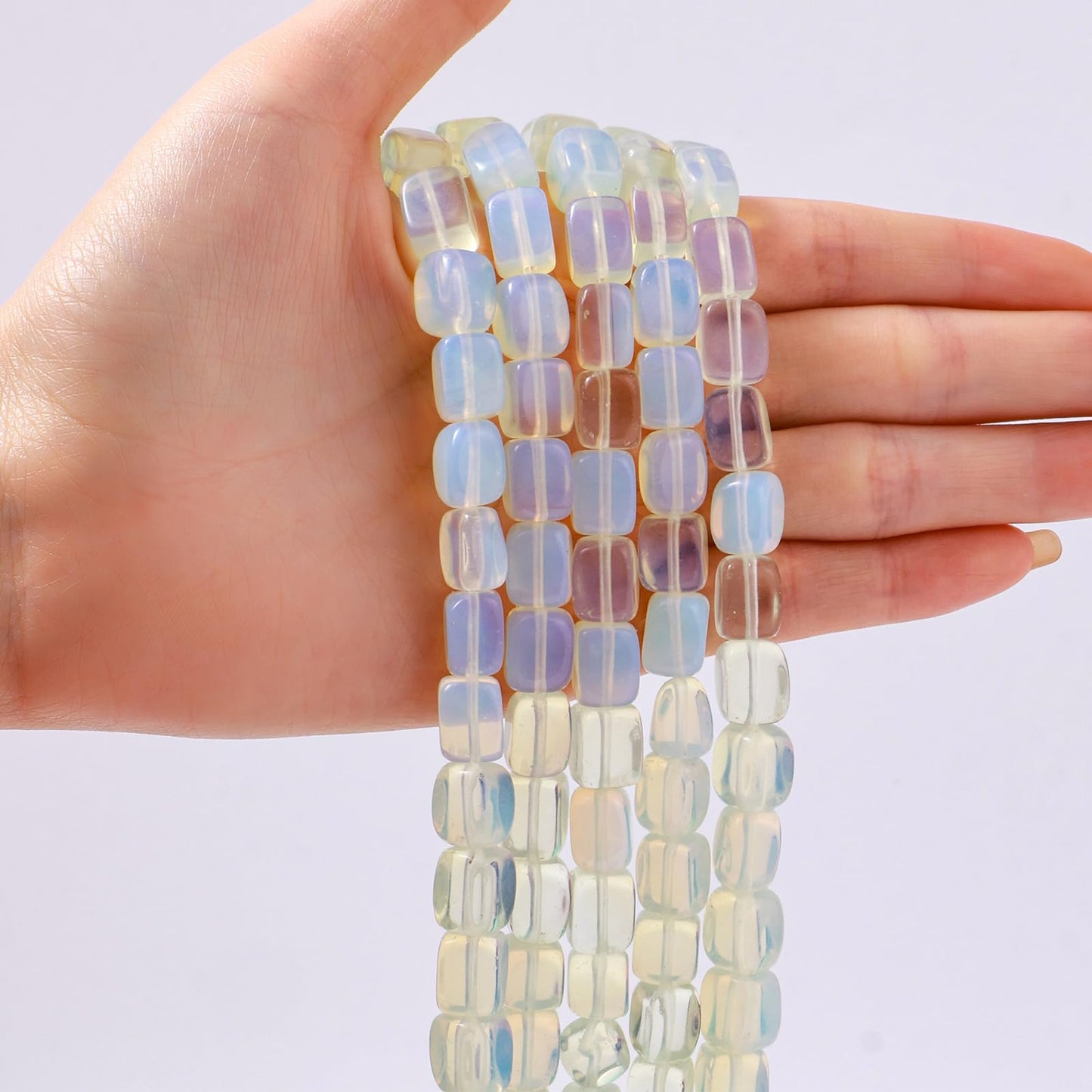 Natural Large White Opal Cube Stone Beads 8x11mm 38cm/str Loose Semi Gemstone Stone Square Beads for Making Bracelets Necklace