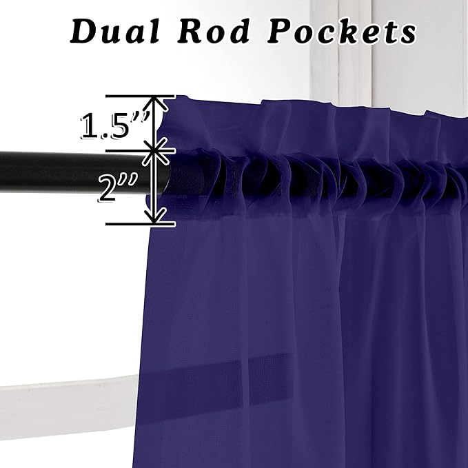 OVZME Purple Sheer Curtains 84 Inches Long 2 Panels, Light Filtering Window Sheer Curtain Panels for Bedroom Living Room, Dual Rod Pocket, Purple, Per Panel W42 X L84 inches