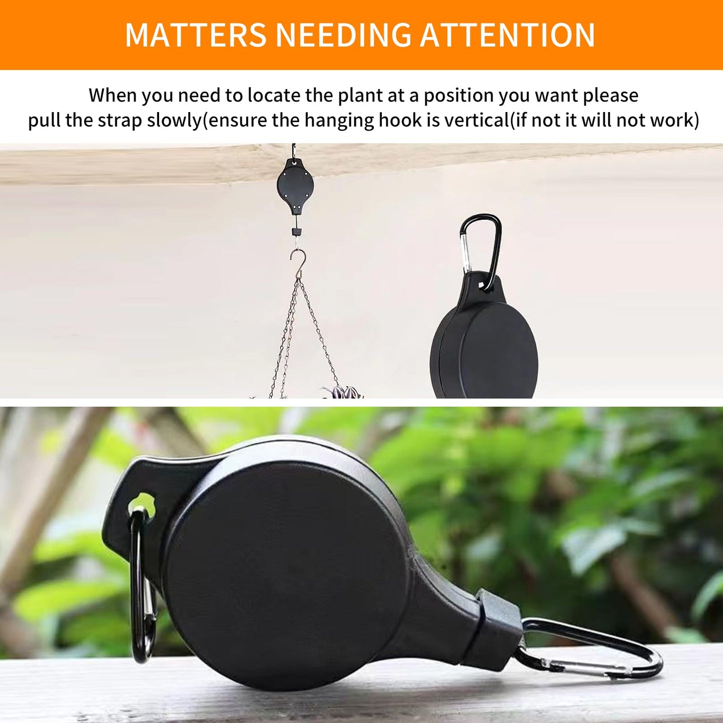 HOGXUAE 3Pack Retractable Plant Hanger Pulley System with Adjustable Rope Clips-Heavy-Duty for Indoor & Sheltered Outdoor Use(Max 15kg)