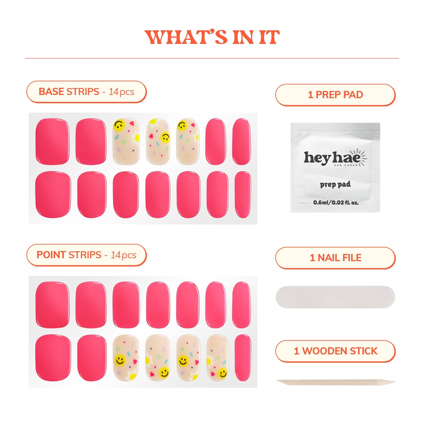 Heyhae Semi Cured Gel Nail Strips | No LED Lamp Needed | Spring, Marble, Pink | Easy Apply & Remove,Salon Quality |Includes 28 Strips, 1 Prep Pads, Nail File & Wooden stick- Hey, Pink is the New Black