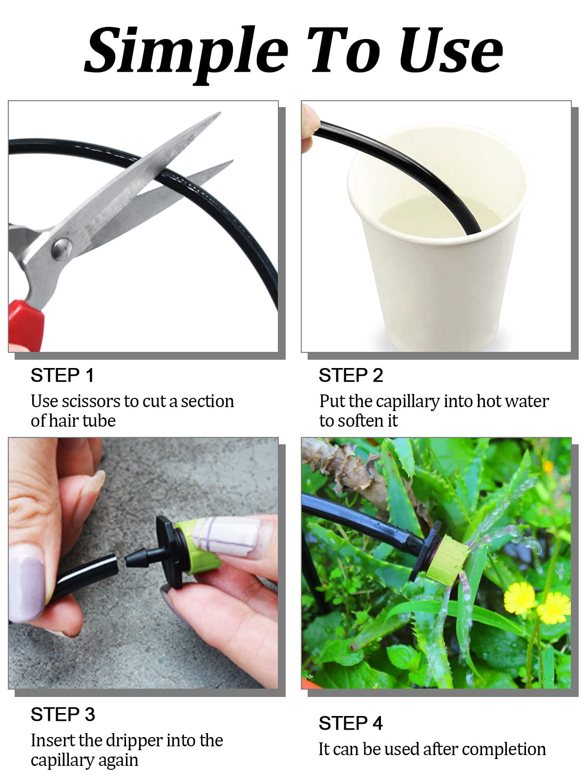 Kalolary 400Pcs Adjustable Irrigation Drippers Parts, 1/4 Inch Automatic Irrigation Anti-Clogging Emitters Micro Ffittings for 4mm/7mm Watering System Drippers Garden Supplies(Green)