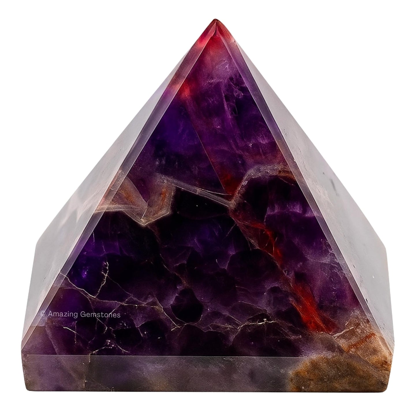 Amazing Gemstone Amethyst Chevron Pyramid Crystal Healing Stones - 2" Great Pyramid Figurine of Natural Stone Pyramid for Meditation, Reiki, Chakra Balancing and Crystal Pyramids Grid