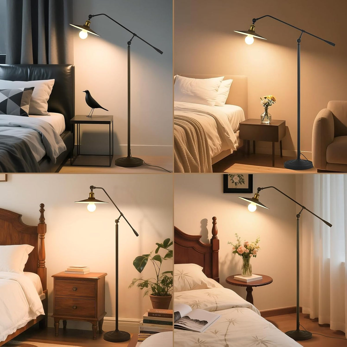 Bright Smart Floor Lamp with Remote Control and Bluetooth Dimming,Living Room Couch Corner Bedroom Office Library Study Reading Standing Lights, Adjustable Black Rustic Vintage Industrial Home Decor