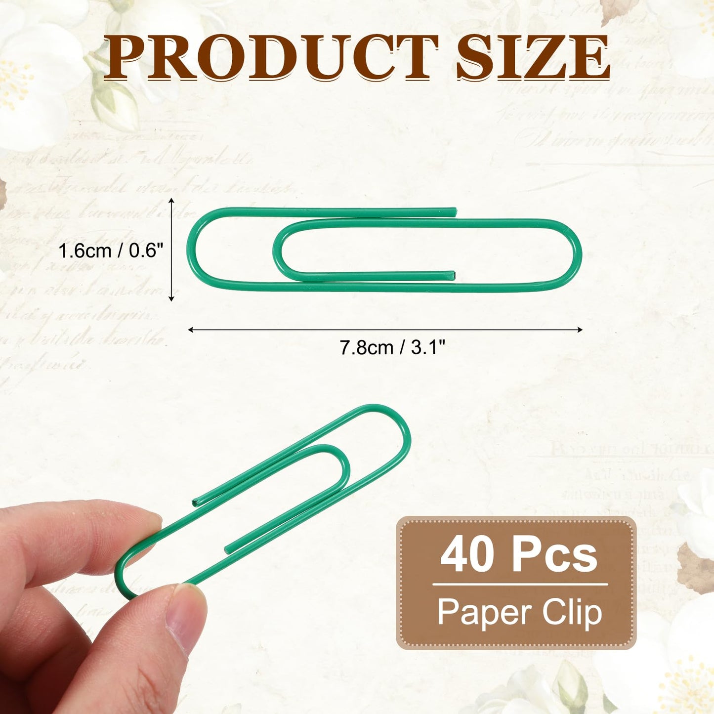 PATIKIL 40 Pcs Pin Shape Paper Clip, 3.1x0.6 Inch Large Pin Paper Clip Cute Metal Planner Bookmarks Decorative Clamps Holders for Document Office Home, Green