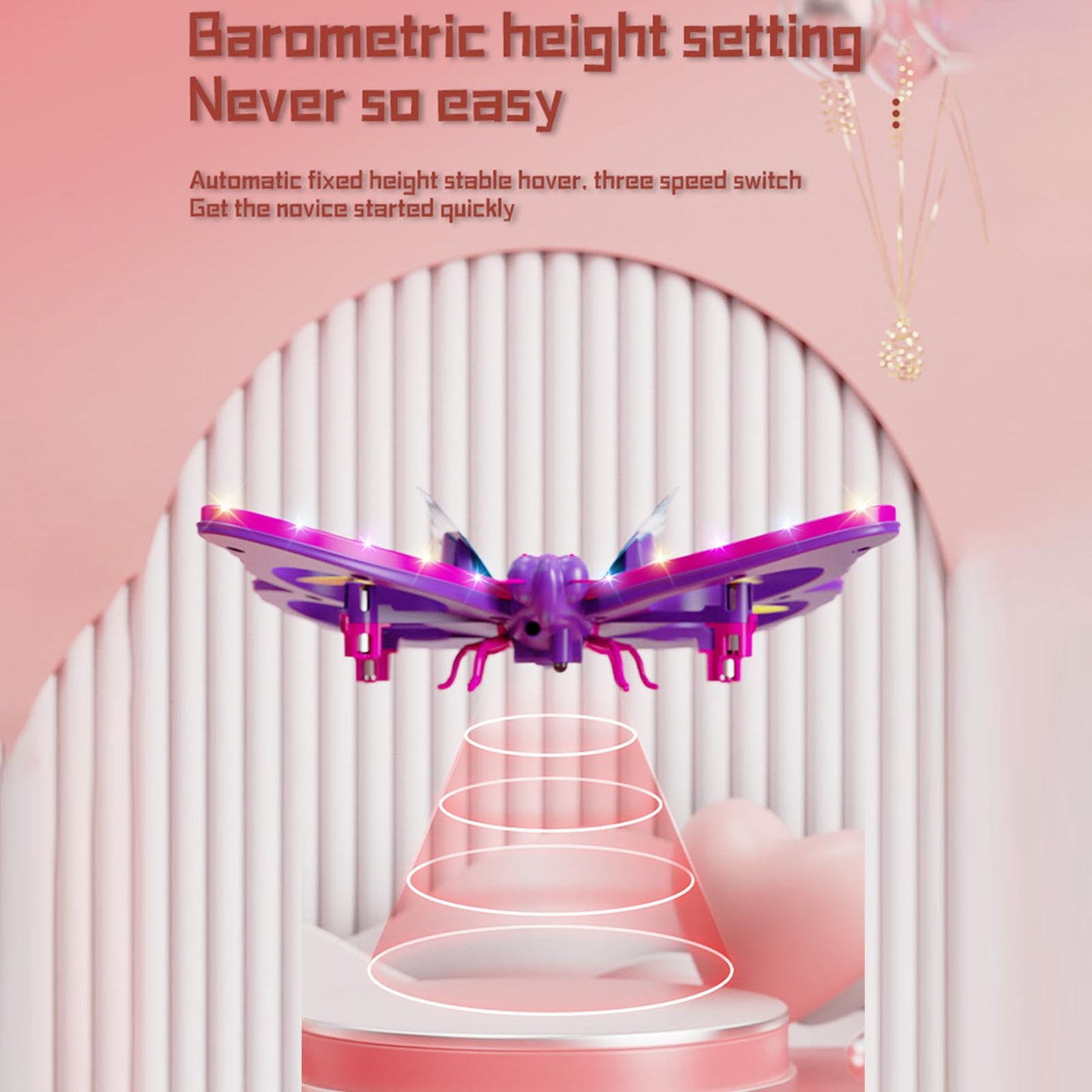 Mini Drone for Adults, Remote Control Butterfly Drone with LED Lights, RC Quadcopter with 3D Flip, Headless Mode, Altitude Hold, Small Flying Toys Drones for Beginners, 1 Battery