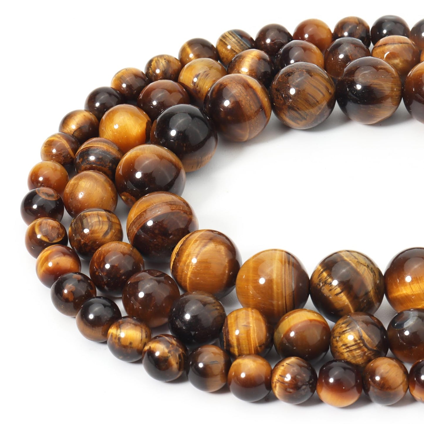 Siomia 45pcs 8mm Natural Yellow Tiger Eye Gemstone Beads Energy Healing Crystal Round Loose Stone Beads for Jewelry Making, DIY Bracelets Necklaces