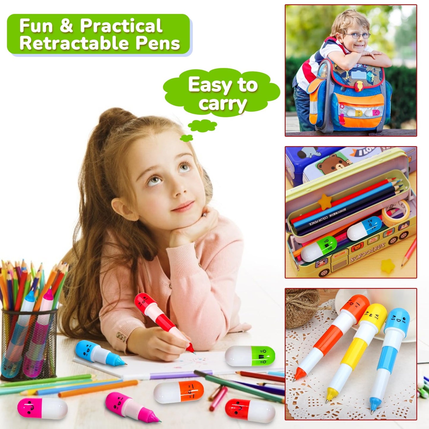 28 Pack Easter Basket Stuffers, Retractable Pens Transform Novelty Pen for Kids Class Prizes Easter Gifts Classroom Exchange Boys Girls Easter Stationery Party Favor Easter Basket Stuffer Fillers