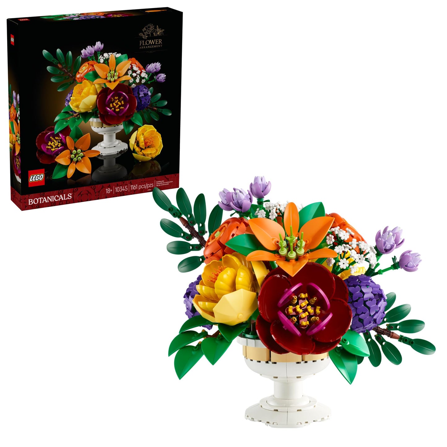 LEGO Botanicals Flower Arrangement Artificial Flowers Building Set - Decor for Table Display - Gift for Mothers Day - Unique Bouquet for Adults, Ages 18+ - 10345