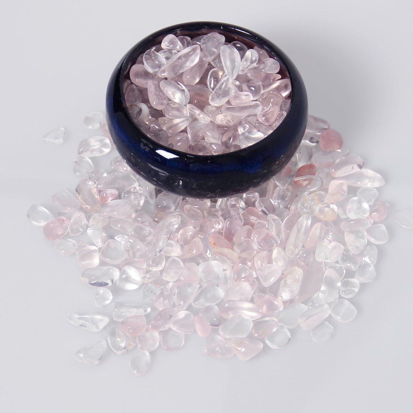 1.1lb Natural Crushed Startlight Rose Quartz Crystal Tumbled Chips-Healing Crystals Chips Bulk, Crushed Crystal Gemstones for Crafts, Beautiful Package for Gift (Startlight Rose Quartz)