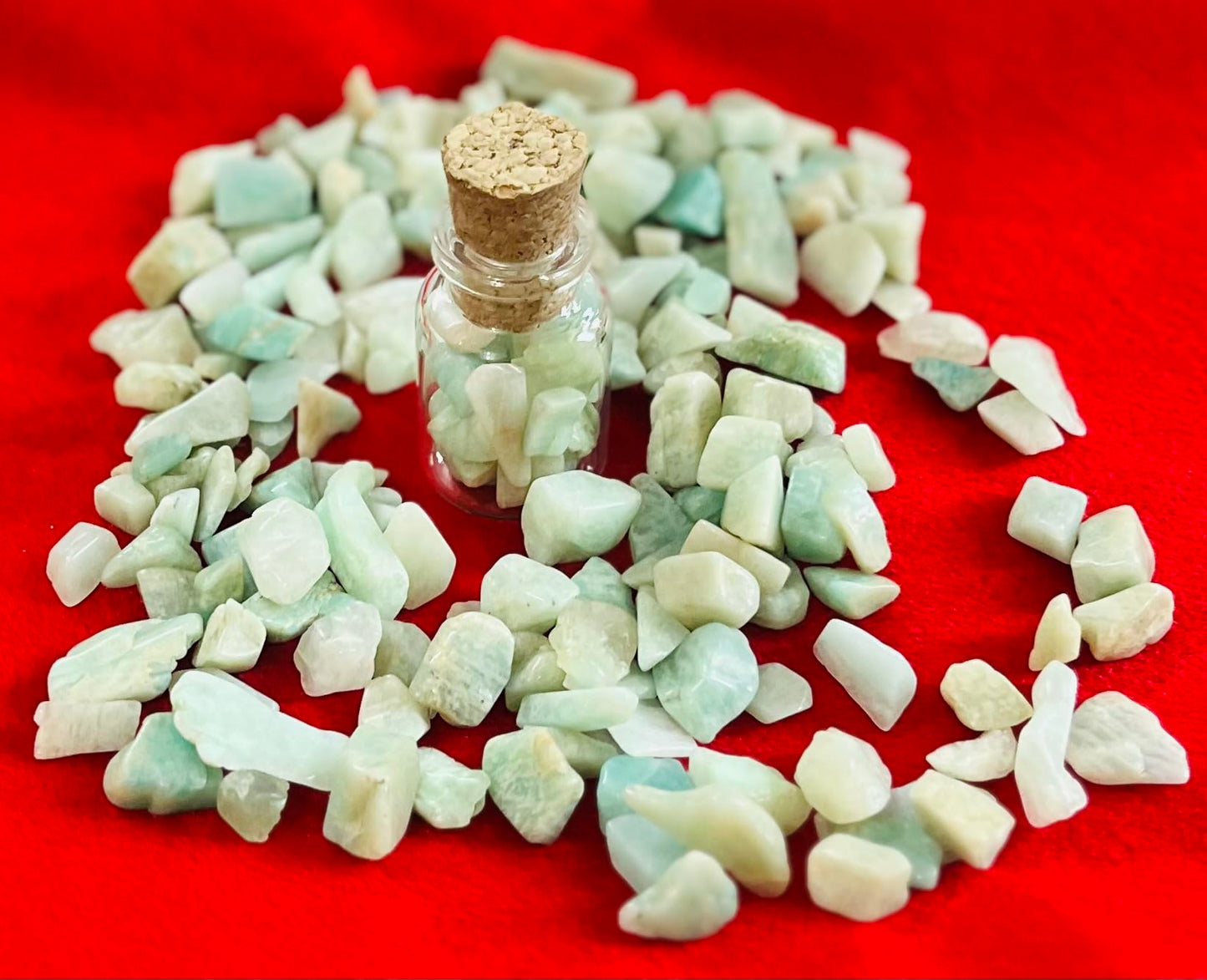 Indian Consigners Natural Crushed Polished Tumbled Gem Stone Chips, Decoration & Healing Crystals (Amazonite)