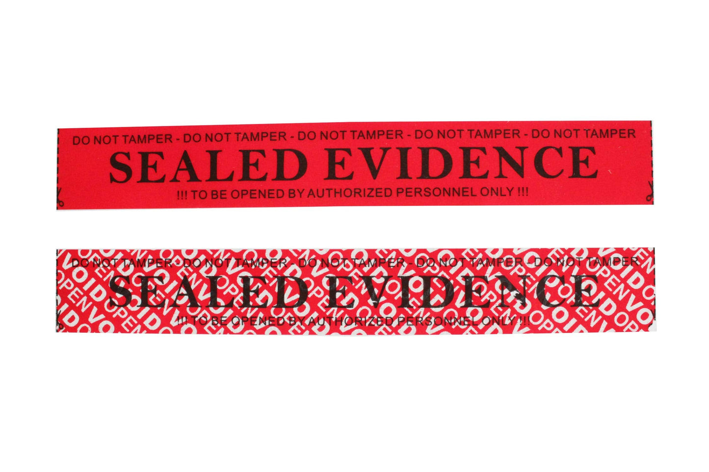 TamperSeals Group - 2 Rolls Precut 100% Total Transfer Tamper Resistant Security Packaging Tapes for Evidence Collection (1 Inch x 55 Yards x 2 Mil, Ultra-Thick “Void” Film, Red)
