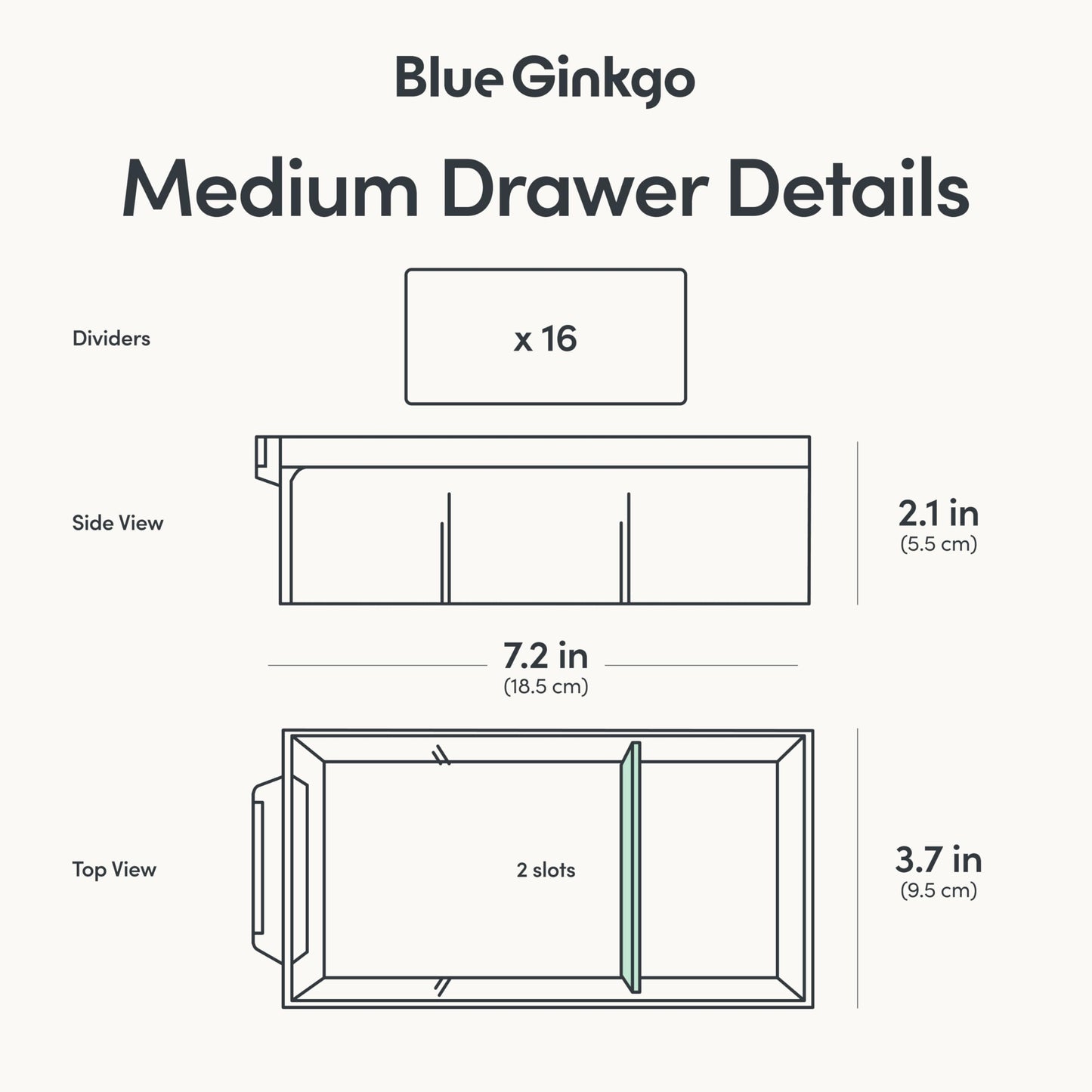 Blue Ginkgo Medium 16-Drawer Cabinet – Stackable Clear Organizer for Hardware, Beads, Plastic Bricks, Office, and Craft Storage (Made in Korea, Gray)