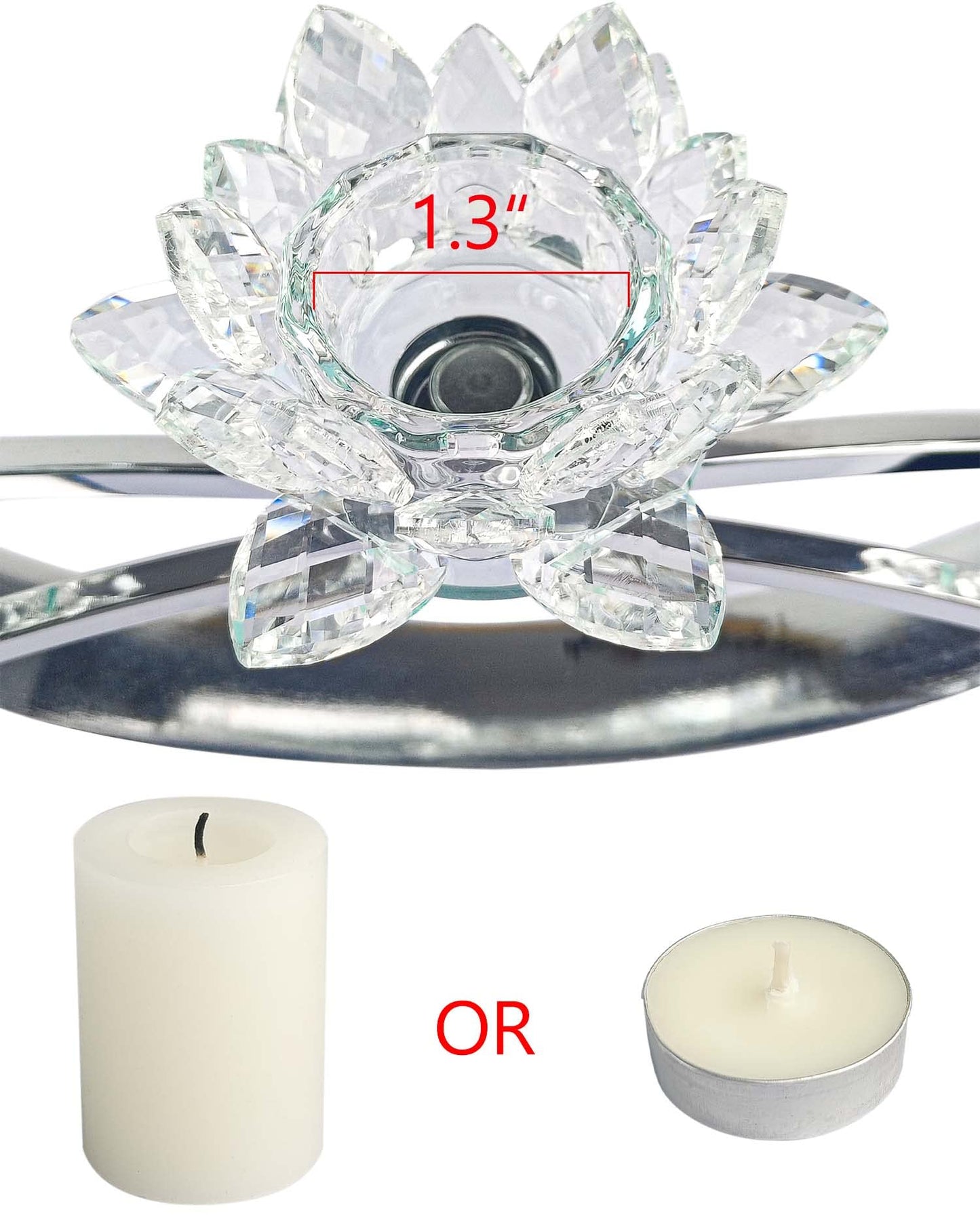 3 Arms Crystal Flower Candle Holder Bringing Tabletop tealight Holder for Party/Dining Room centerpieces (1, Silver)