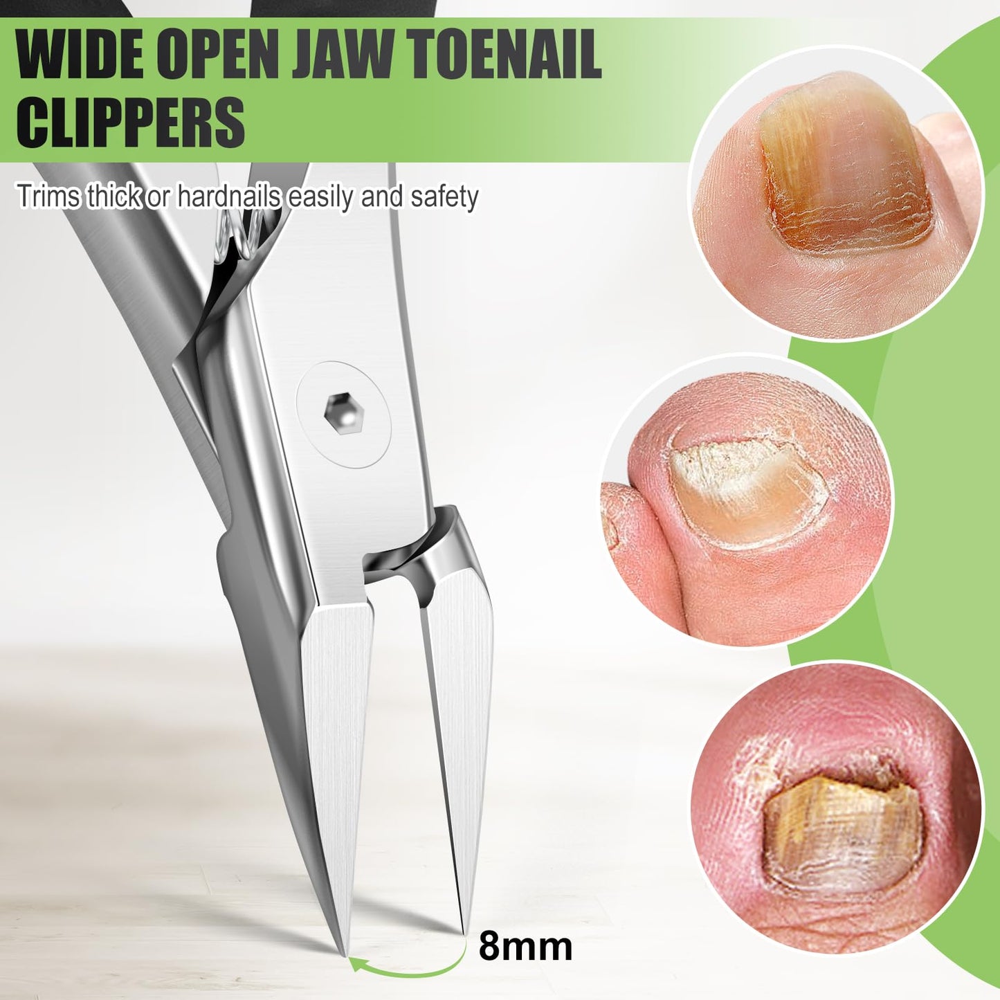 Ingrown Toenail Clippers for Thick Toe Nails, Straight Nail Clippers for Men, Heavy Duty Toe Nail Clippers with Soft Handle, Ultra Sharp Stainless Steel Fingernail Clippers with PU Leather Pouch