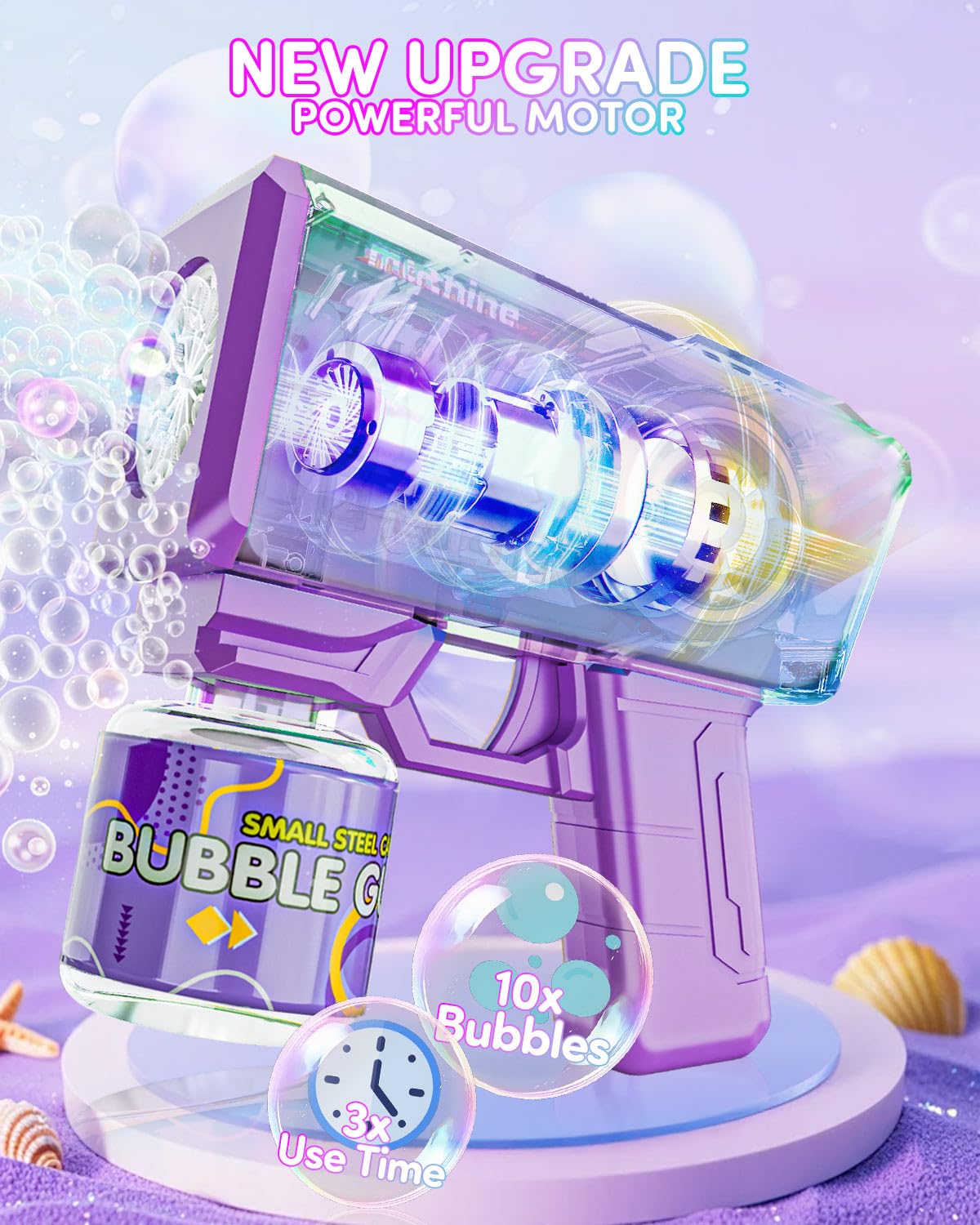 Snowalva Bubble Gun 2 Packs for Kids, Automatic Bubble Machine with 2 Bottles &25 Bags Refill Solution, LED Light Bubble Maker Gifts for Kids Boys&Girls Ages 3+ Thanksgiving Christmas