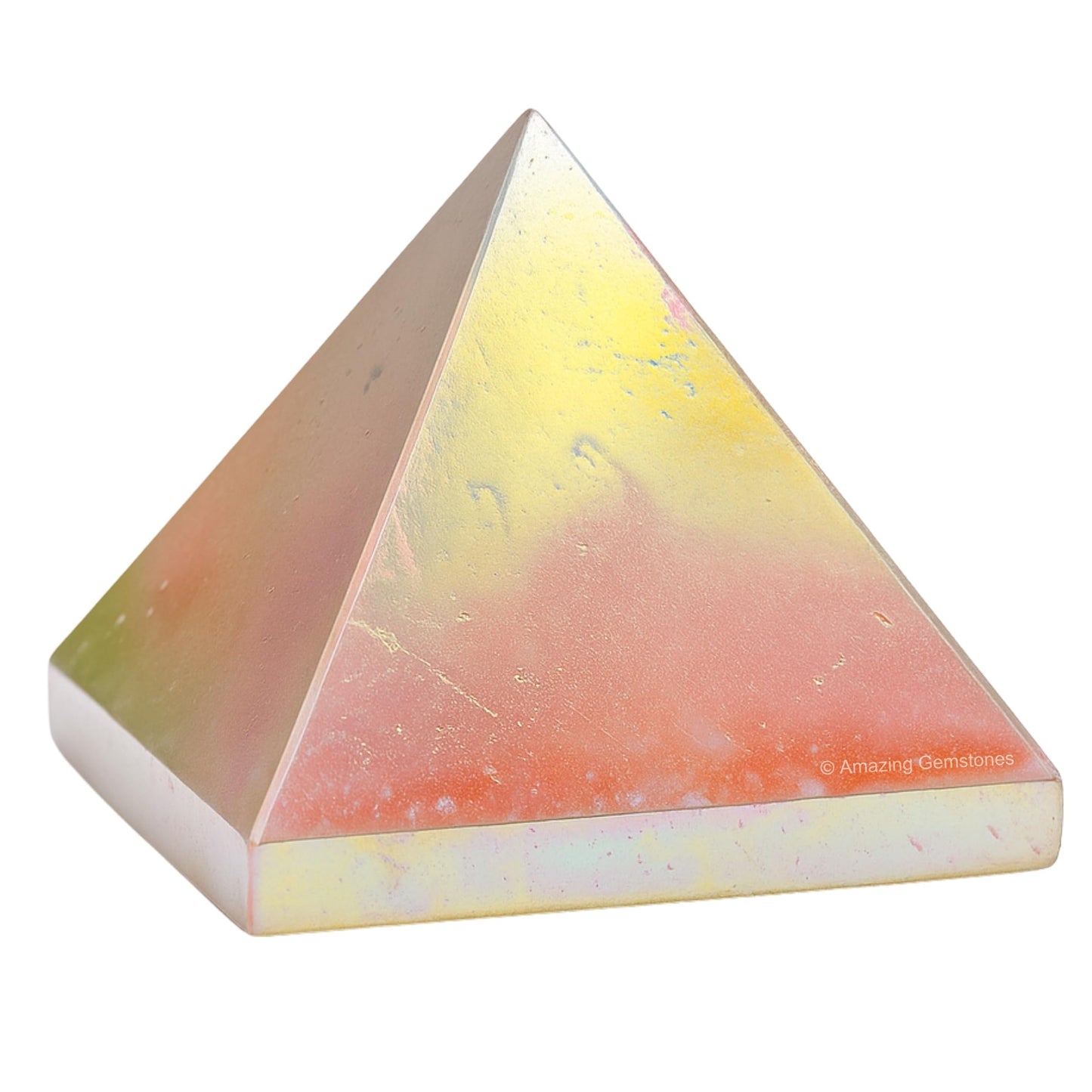 Amazing Gemstone Angel Aura Quartz Pyramid Crystal Healing Stones - 2" Great Pyramid Figurine of Natural Stone Pyramid for Meditation, Reiki, Chakra Balancing and Crystal Pyramids Grid