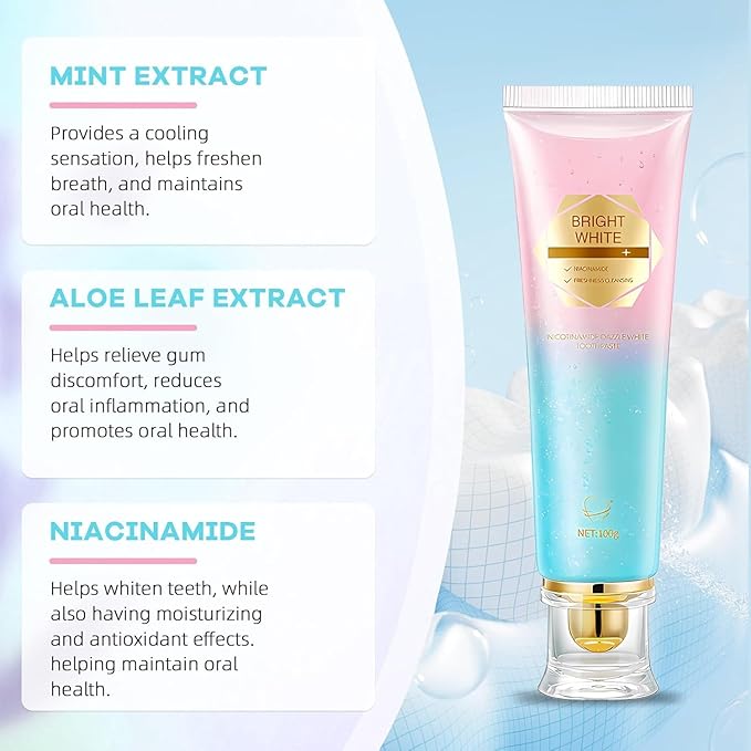 Niacinamide Whitening Toothpaste, Niacinamide Intensive Whiten-ing Toothpaste, Triple Whitening Niacinamides Intensive Toothpastes, Gentle Mint, Fresh Breath, Remove Tooth Stains, 3.8 Oz (1)