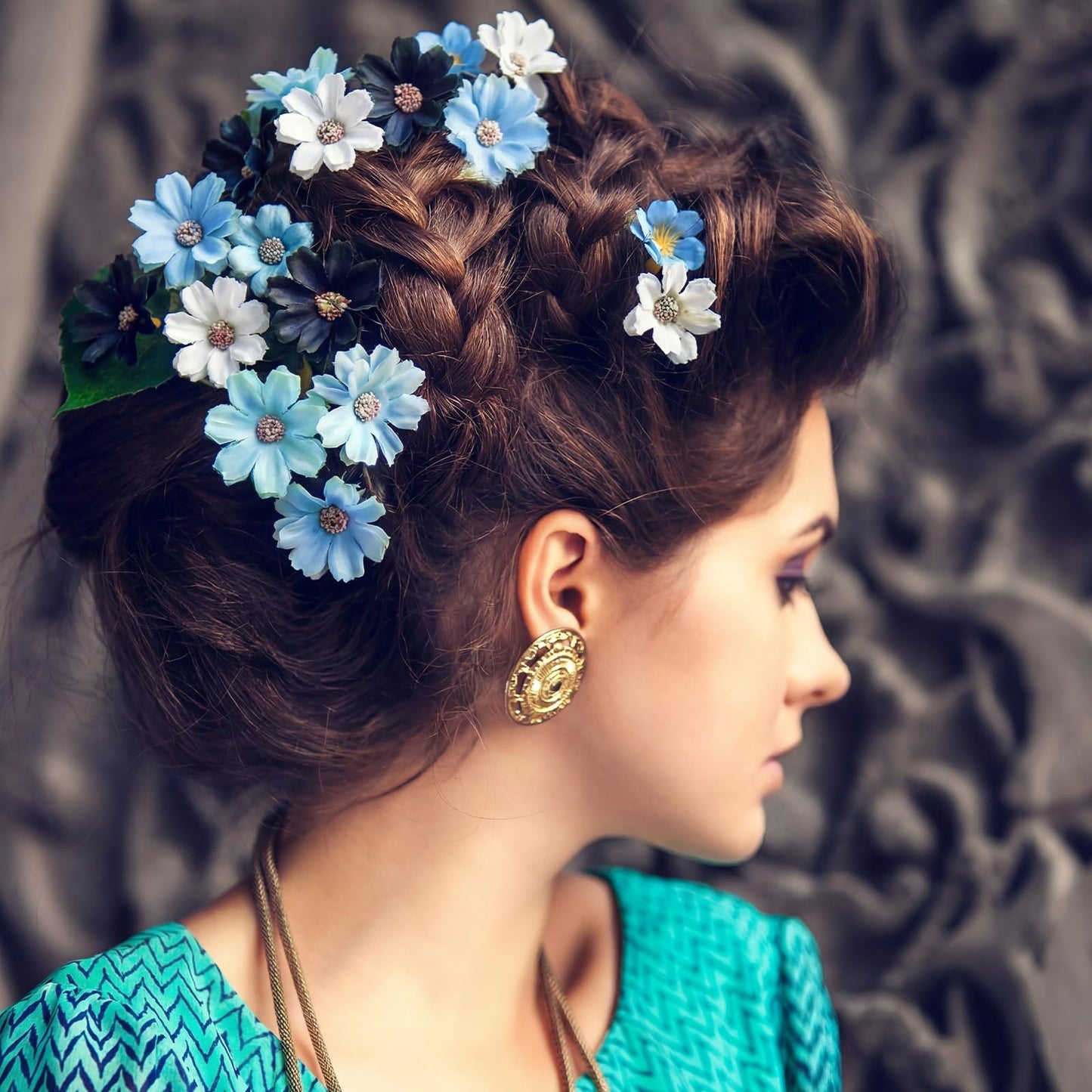 Geosar 120 Pcs Artificial Flowers Bulk Mini Silk Flower for Crafts Fake Small Flowers Heads Floral Arrangement Decor for Spring DIY Wreath Wedding Bouquet Decoration(Blue,Fresh Style)