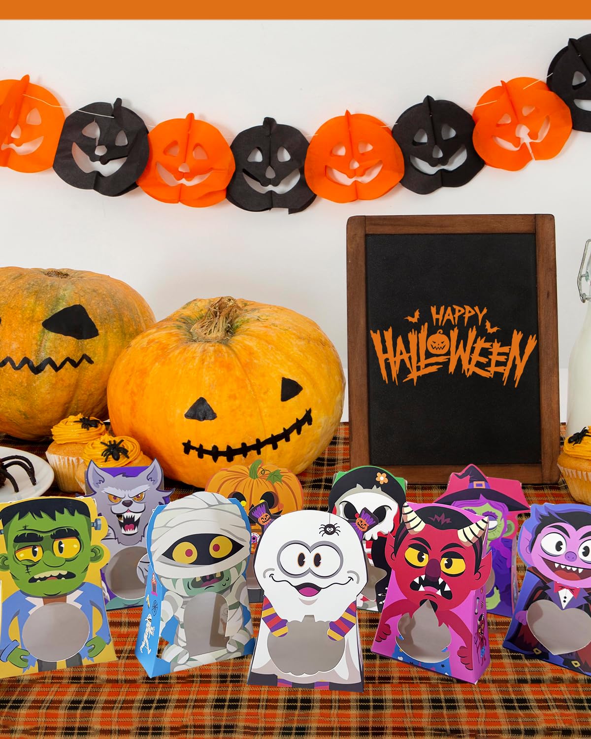 qiqee Halloween Candy Boxes with Window 36packs 4x6.5x2 Inch Bakery Box