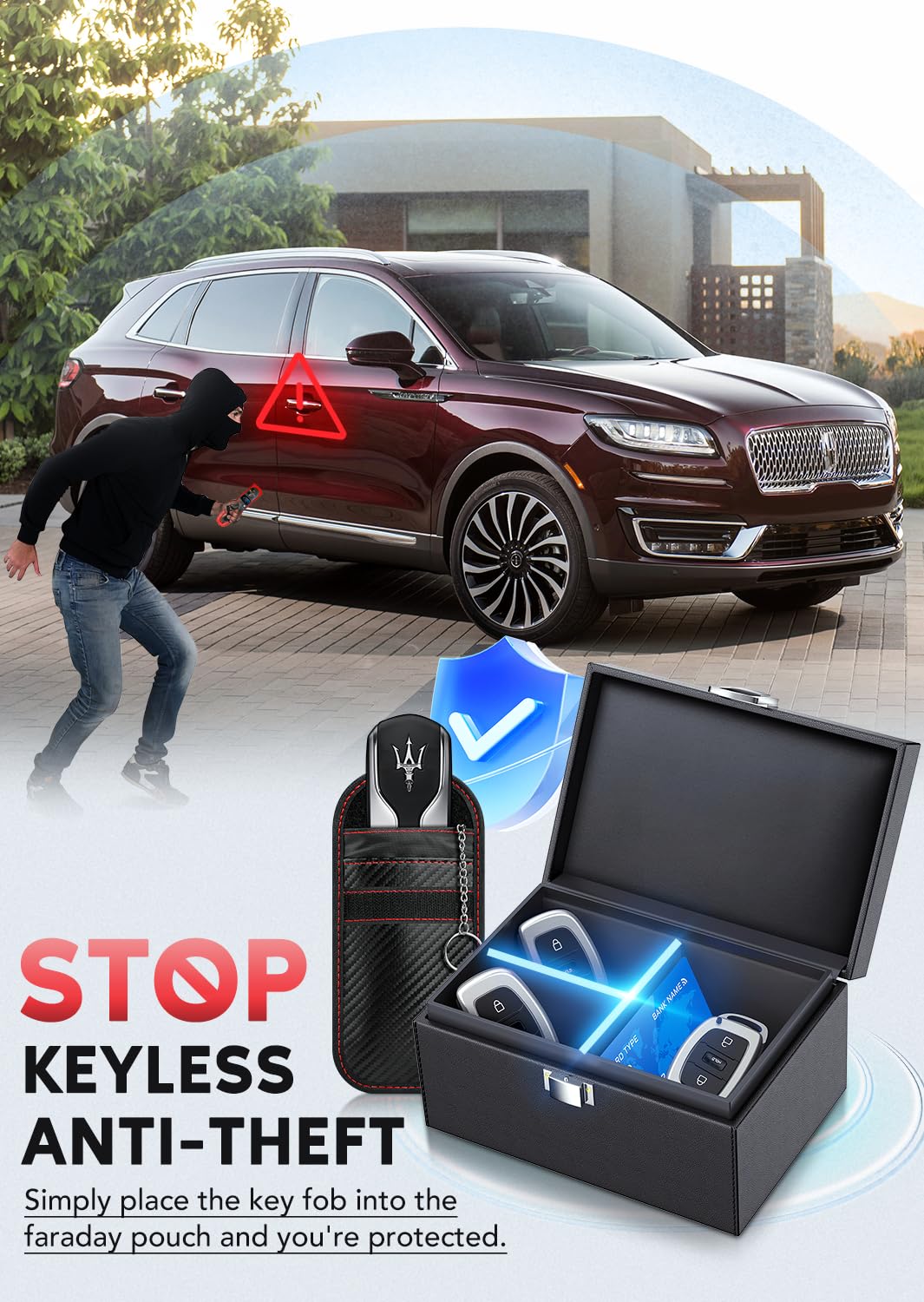 Coorattyes Faraday Box for Car Keys, Key Fob Signal Blocker Rfid Box for Car Keys, Faraday Key Fob Protector Signal Blocking Box