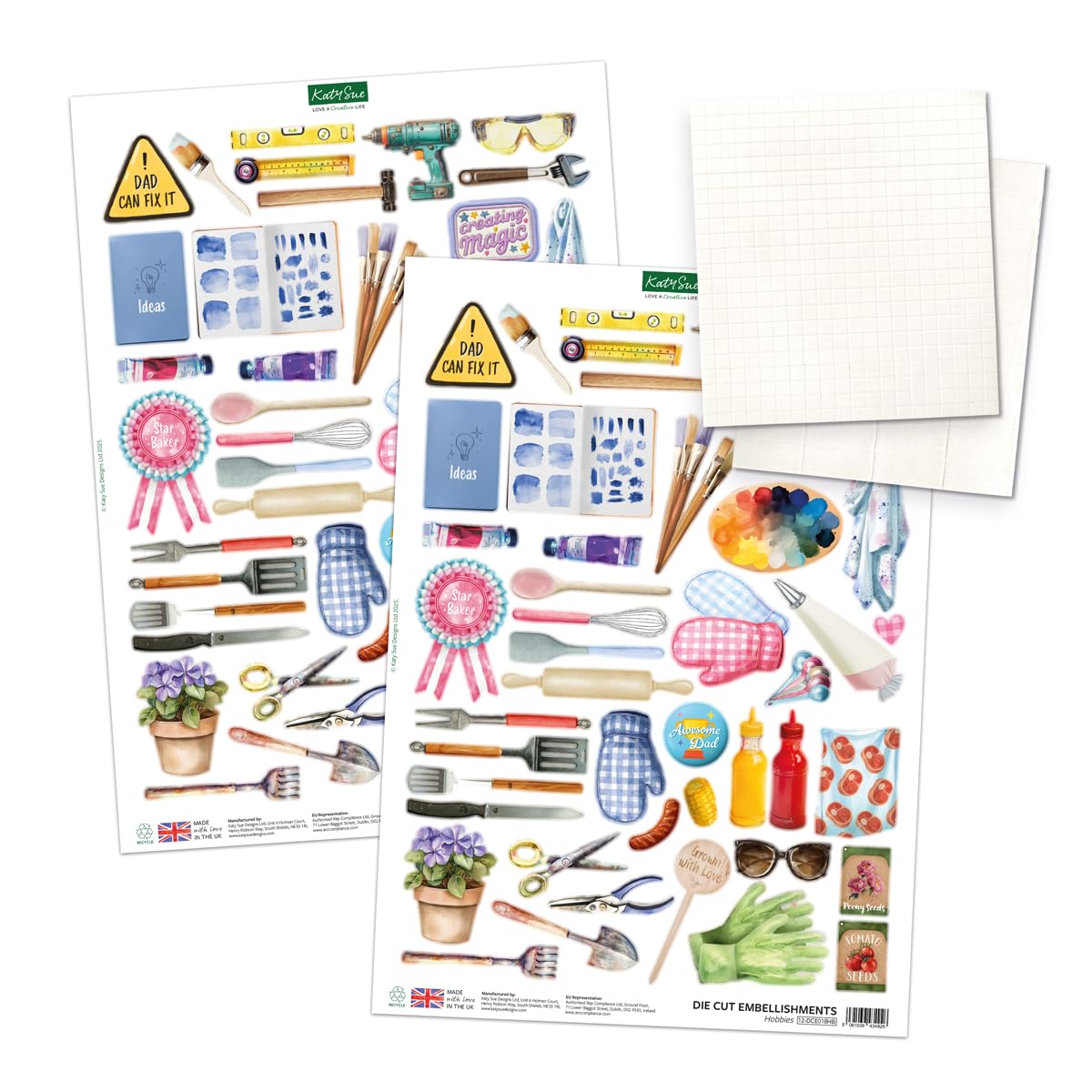 Katy Sue Handy Hobby Aprons Card Making Kit. Contains 8 Shaped Cards, 2 Sheets Die Cut Decoupage, Sticky Foam Pads, Instructions & 8 Envelopes. Apron-Themed Card Making Kits for Adults