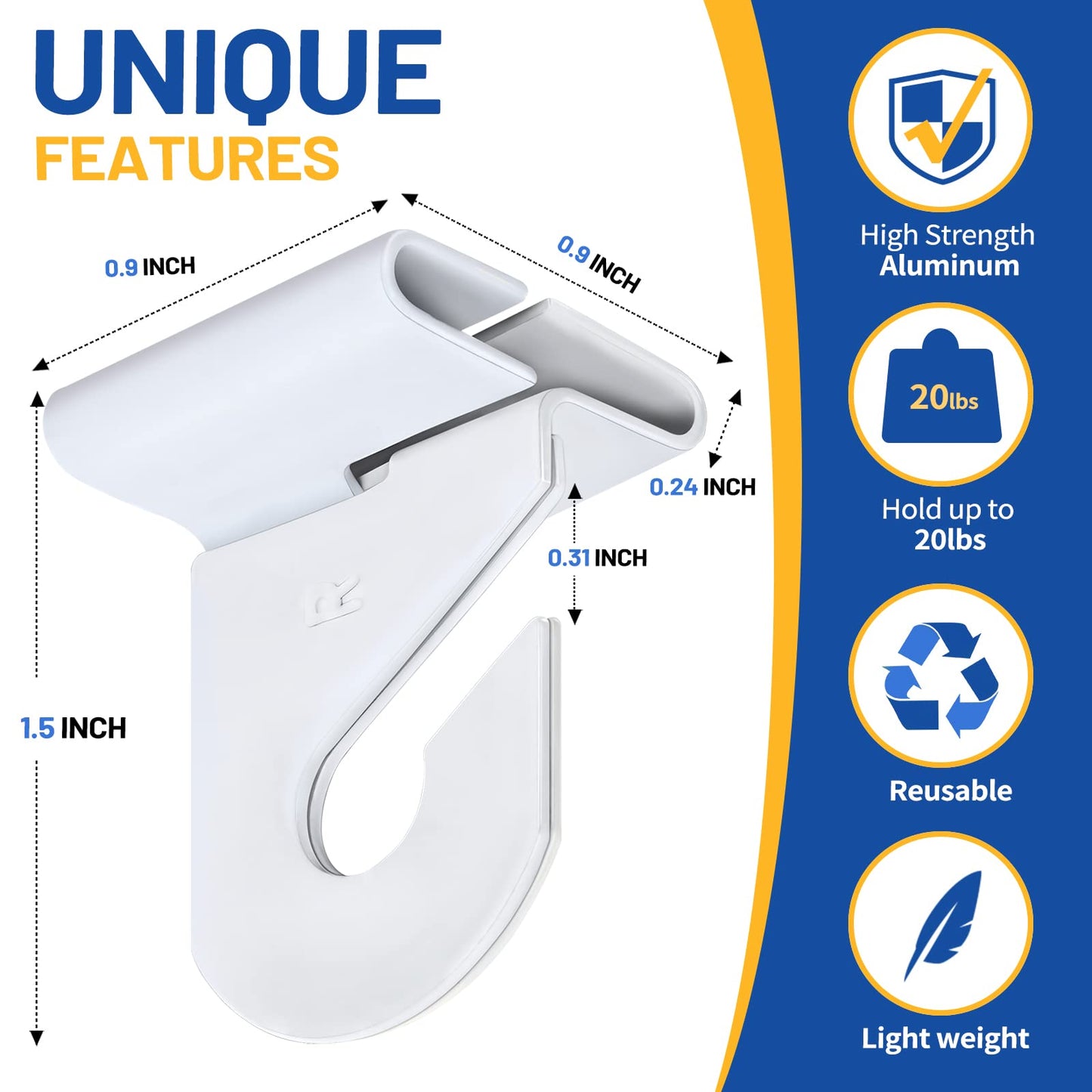 Wakhow 20 Pairs Drop Ceiling Hooks for Hanging, Suspended Track Ceiling Tile Clips, Ceiling Grid Hangers for Decorations from Classroom, Office, Home, Wedding, Hold Up to 20 lbs, 1" W X 1½" H