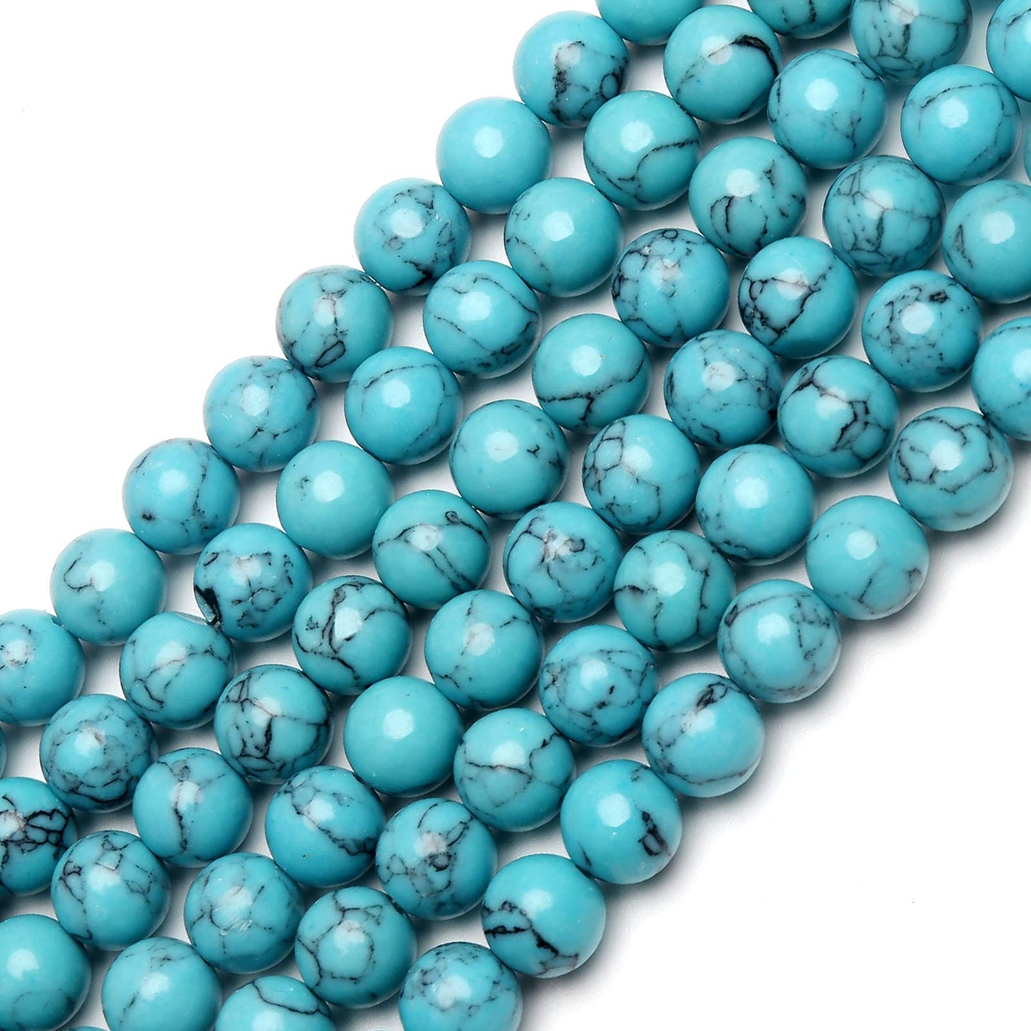 70PCS Natural 8MM Healing Gemstone, Blue Turquoise Energy Stone Round Loose Beads, Semi-Precious Crystal Beads with Free Elastic String for Jewelry Making DIY