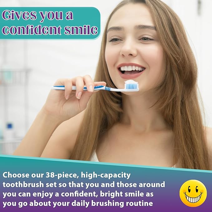 Disposable Toothbrush with Toothpaste 38 PCS, Travel Toothbrush and Toothpaste Bulk Set, Soft Bristle Individually Wrapped Toothbrushes Bulk for Kids, Adult. Suitable for Hotel, Travel, Home, Donated