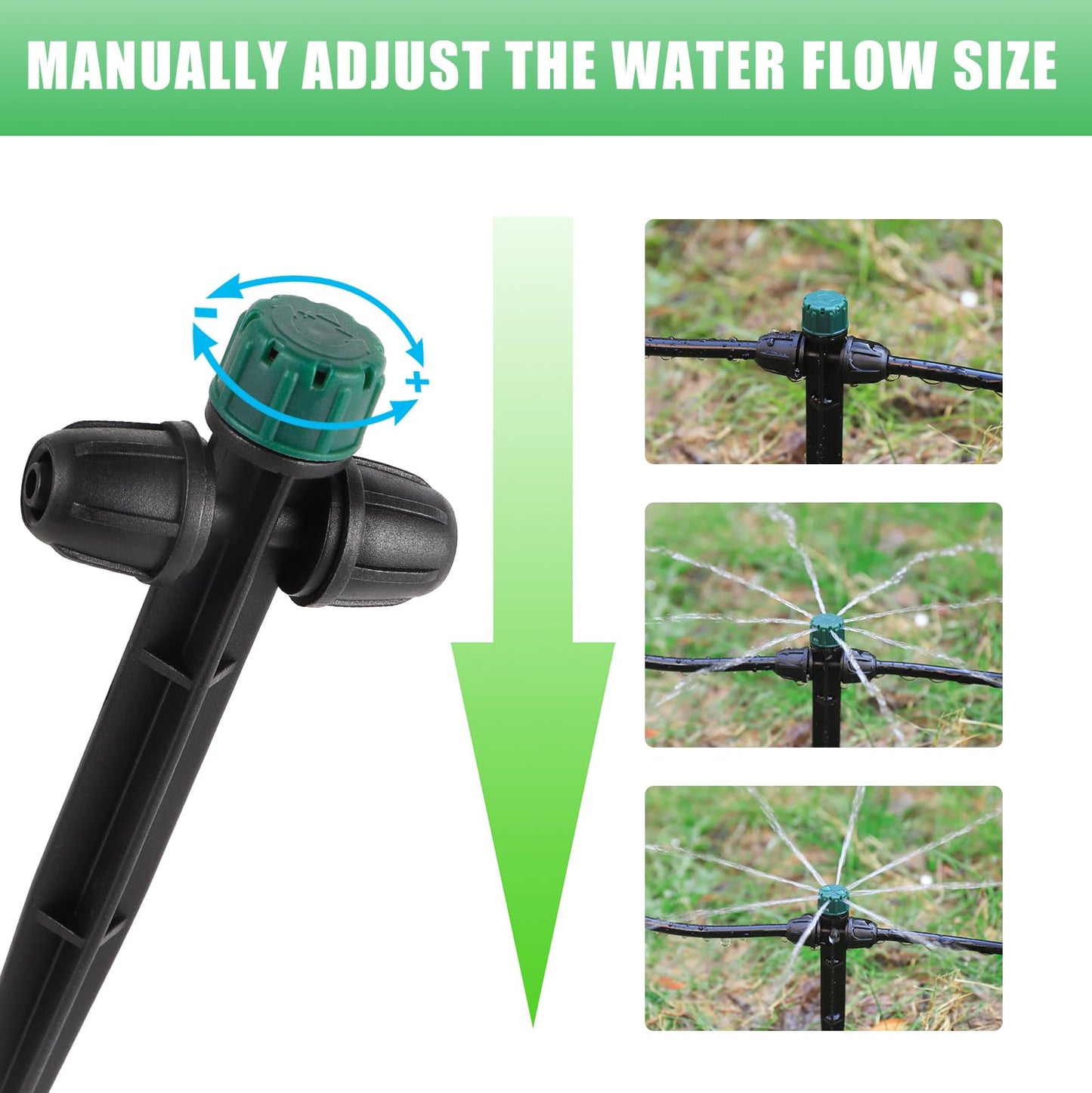 FOGWOWO Drip Irrigation Emitters for 1/4" Tubing,Adjustable 360 Degree Automatic Irrigation Dripper on 6.5" Arrow Stake for Garden Irrigation System(30Pcs Irrigation Drippers)