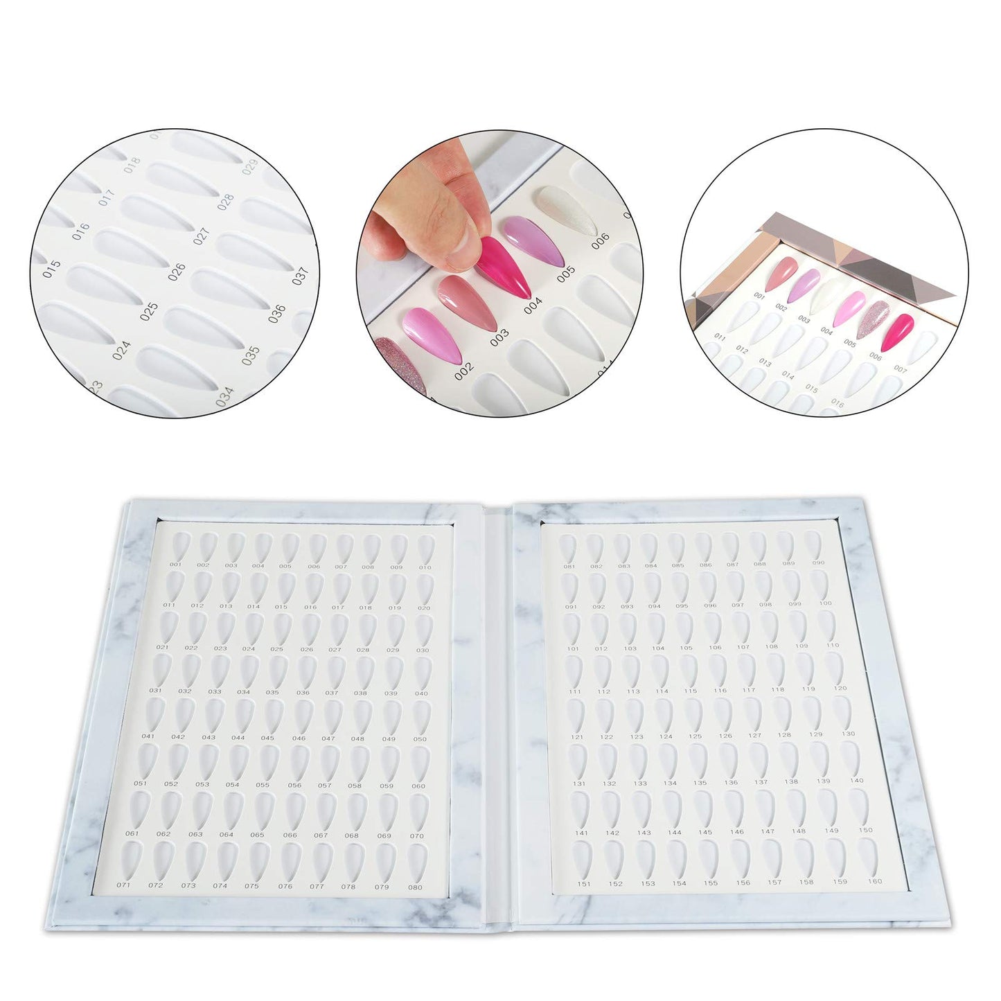NMKL38 160 Nail Color Display Book Chart with 240 Nail Tips UV Gel Polish Color Card Board Salon Tools (A04)