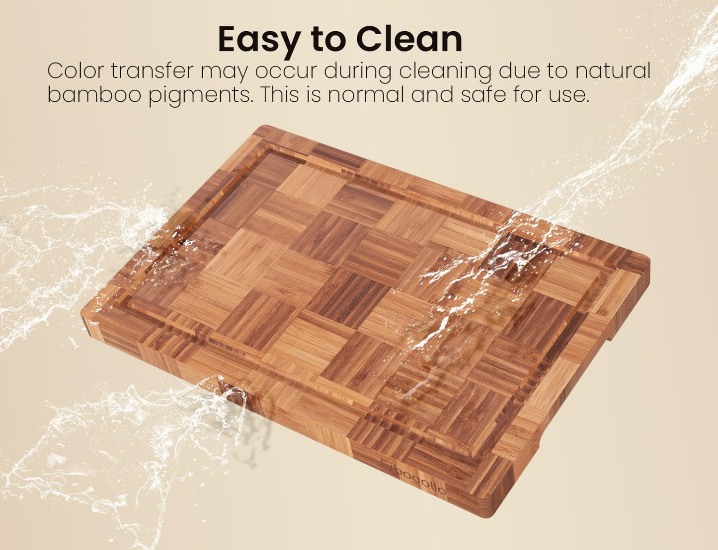 Fibogollo Bamboo Cutting Boards for Kitchen,Chopping Boards Set with Juice Groove,End Grain Bamboo Butcher Block,Serving Board with Holder(3 Pcs)
