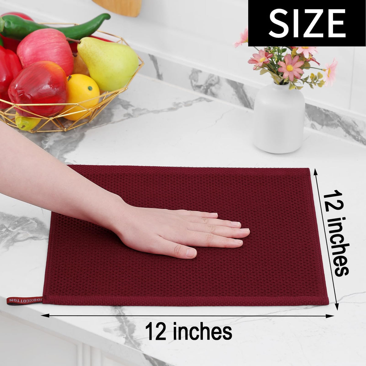 100% Cotton Waffle Weave Kitchen Dish Cloths 18 (18 Count)