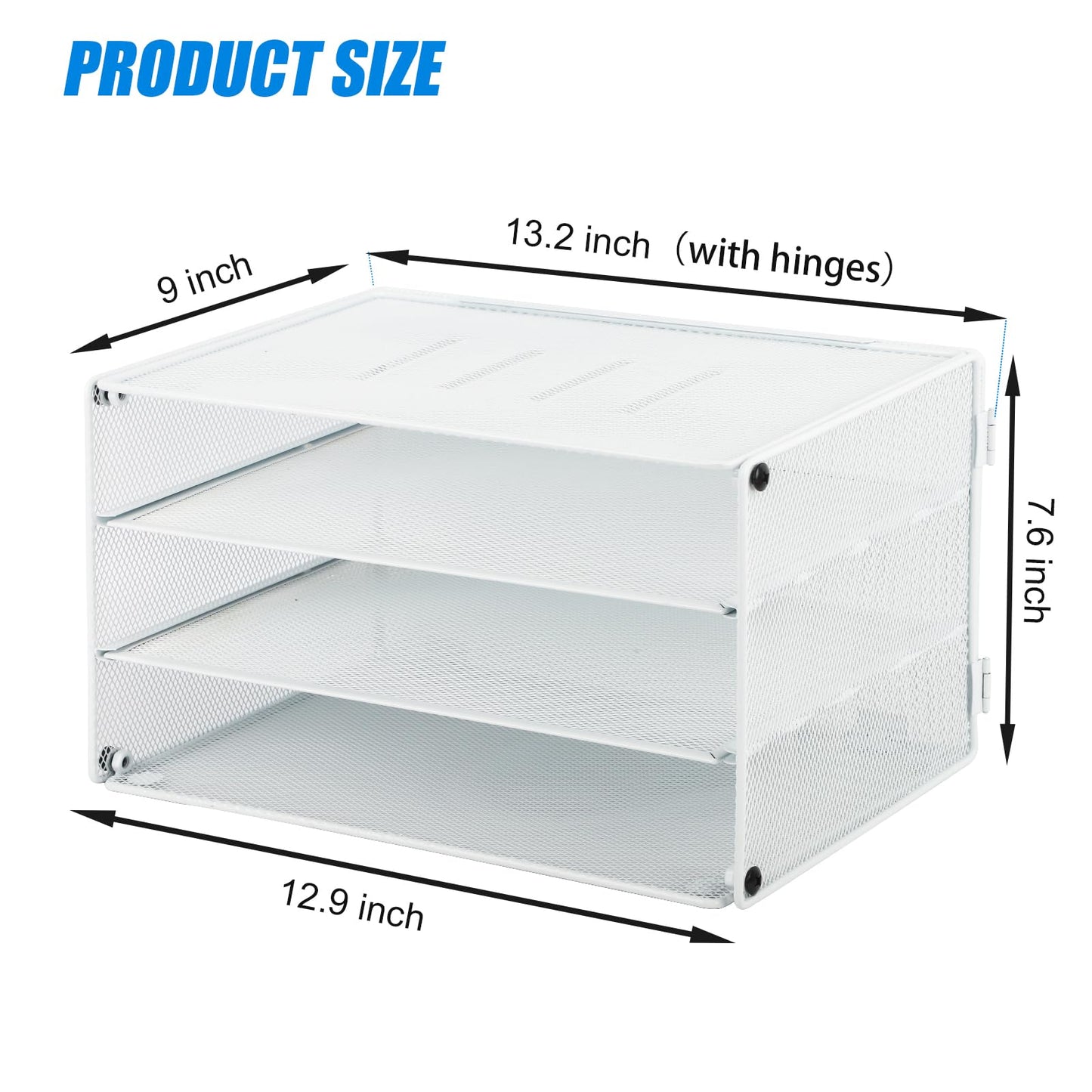 EASEPRES 3 Tier Mesh Desk Organizer Tray, Desktop Mail File Paper Letter Folder Holder Sorter Organization Rack Storage Accessories for Office Home School Classroom, White