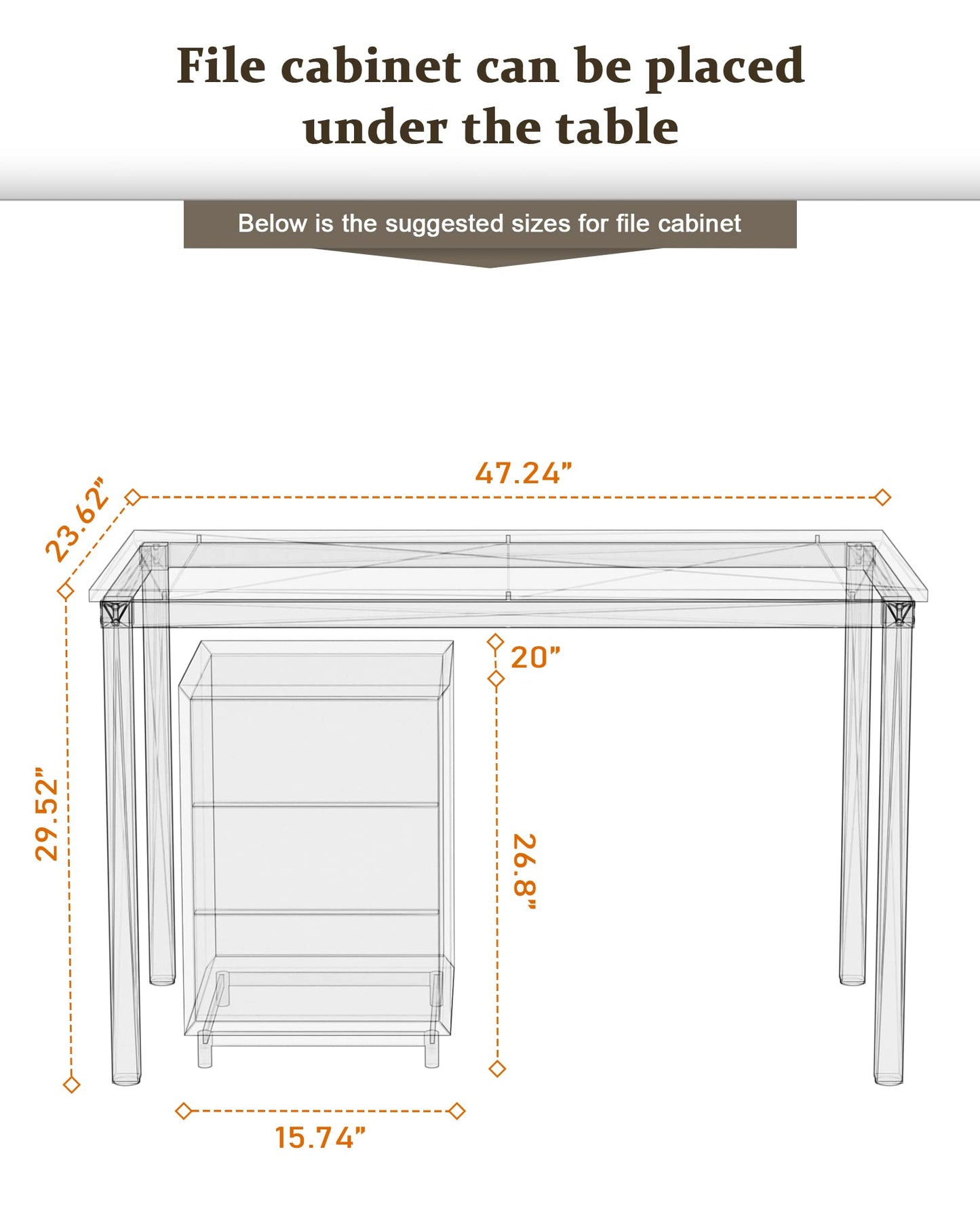 Teraves Computer Desk/Dining Table Office Desk Sturdy Writing Workstation for Home Office (47.24”, Beige + White Frame)