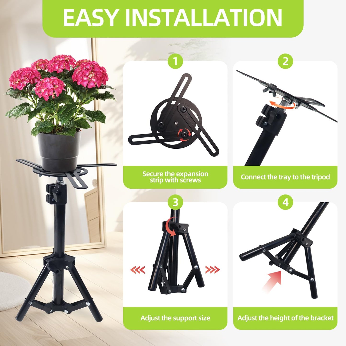 YUJIASH 1PCS Adjustable Planter Inserts Plant risers,Tall Tapered Plant Riser Fill Bottom，Planter Fillers for Large Pots，Indoor and Outdoor （12-21" Rise，4-12" Top）